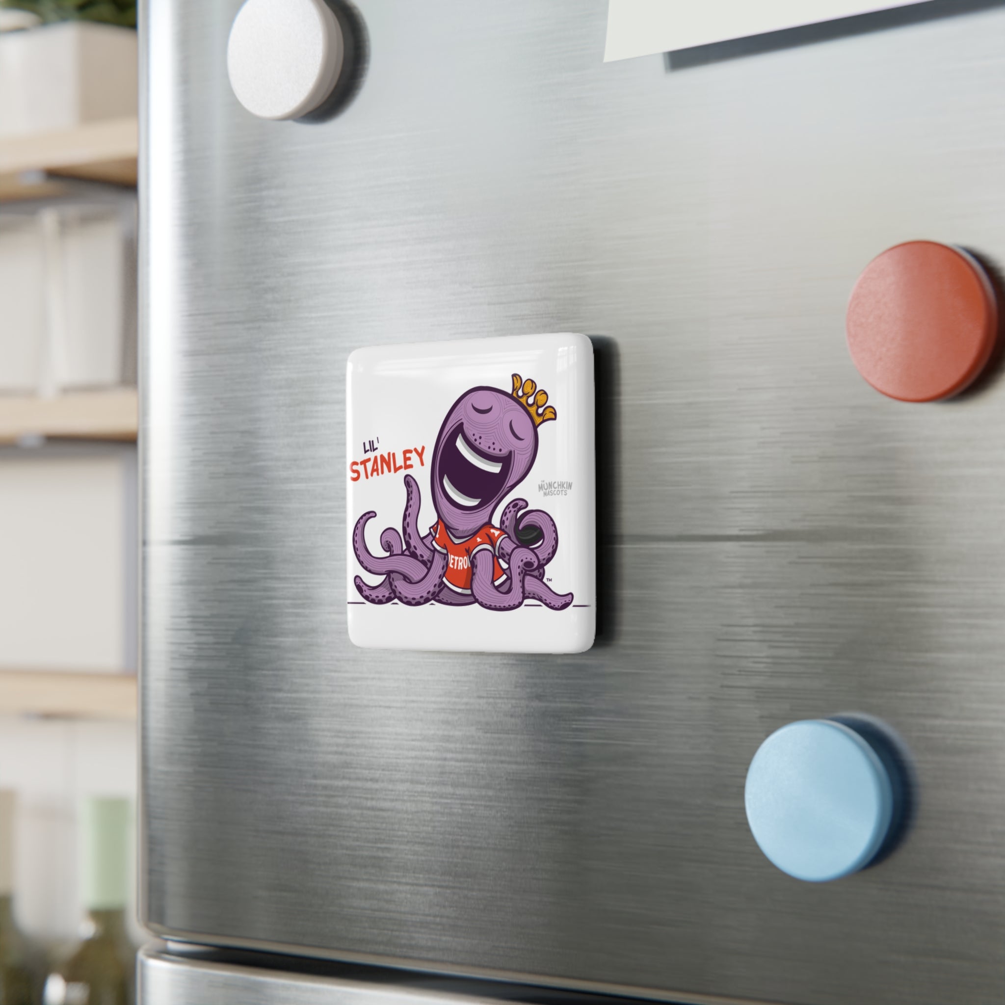 Detroit Hockey Porcelain Magnet Lil' Stanley 'Munchkin Mascot' | Hand-Drawn Art | Gifts for Kids
