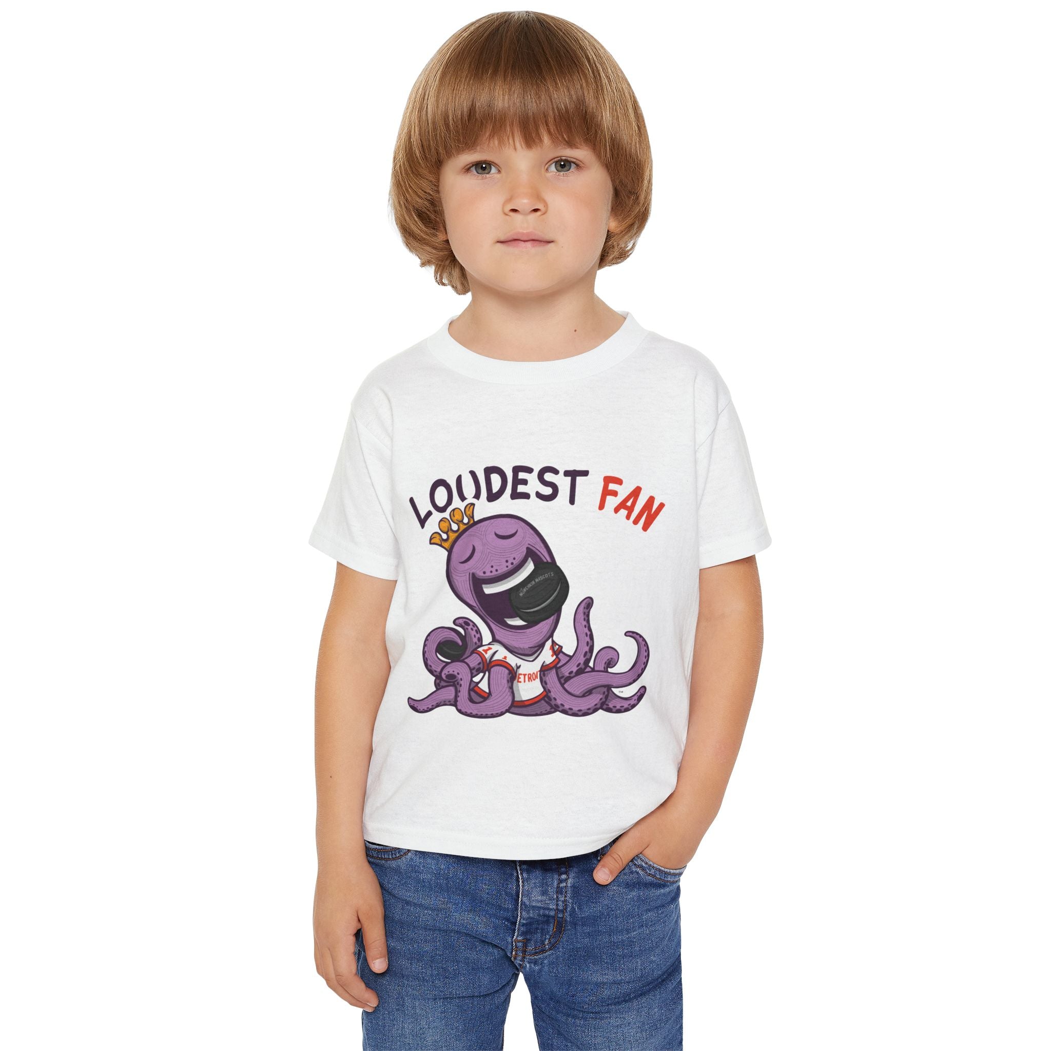 Detroit Hockey Toddler Tshirt Lil' Stanley 'Loudest Fan' | Hand-Drawn Art | Gifts for Kids