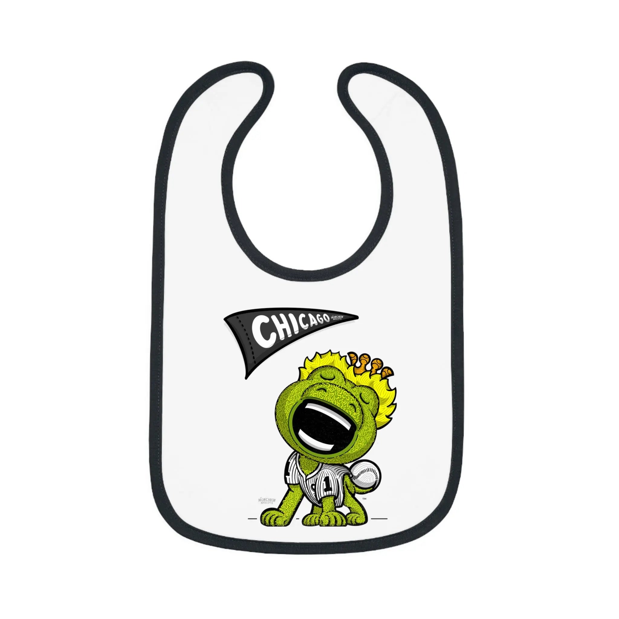 Baby Contrast Trim Jersey Bib - Flag + LilSouthpaw - Lil' Southpaw CHI Baseball Printify
