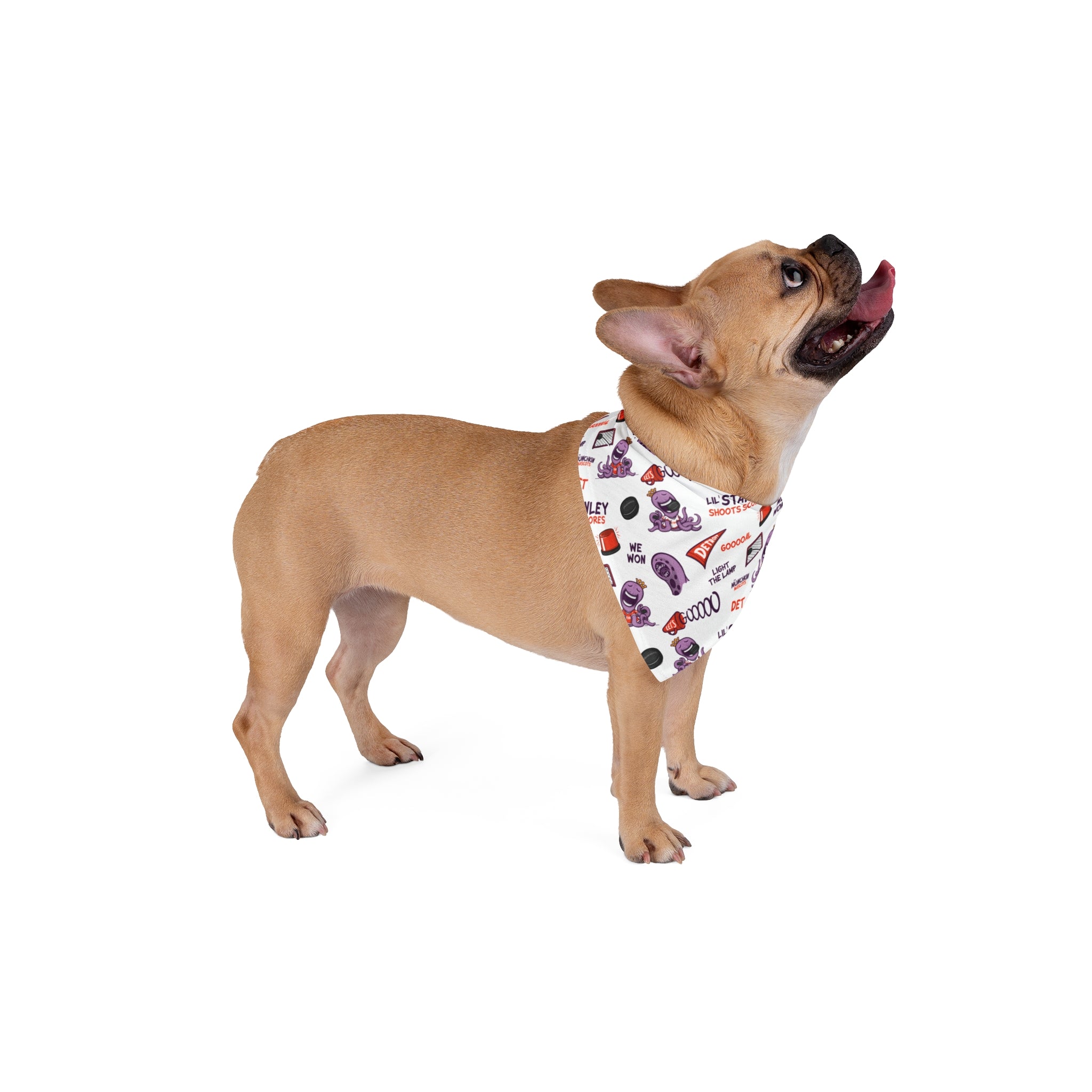 Detroit Hockey Pet Bandana Lil' Stanley Pattern | Hand-Drawn Art | Gifts for Pets