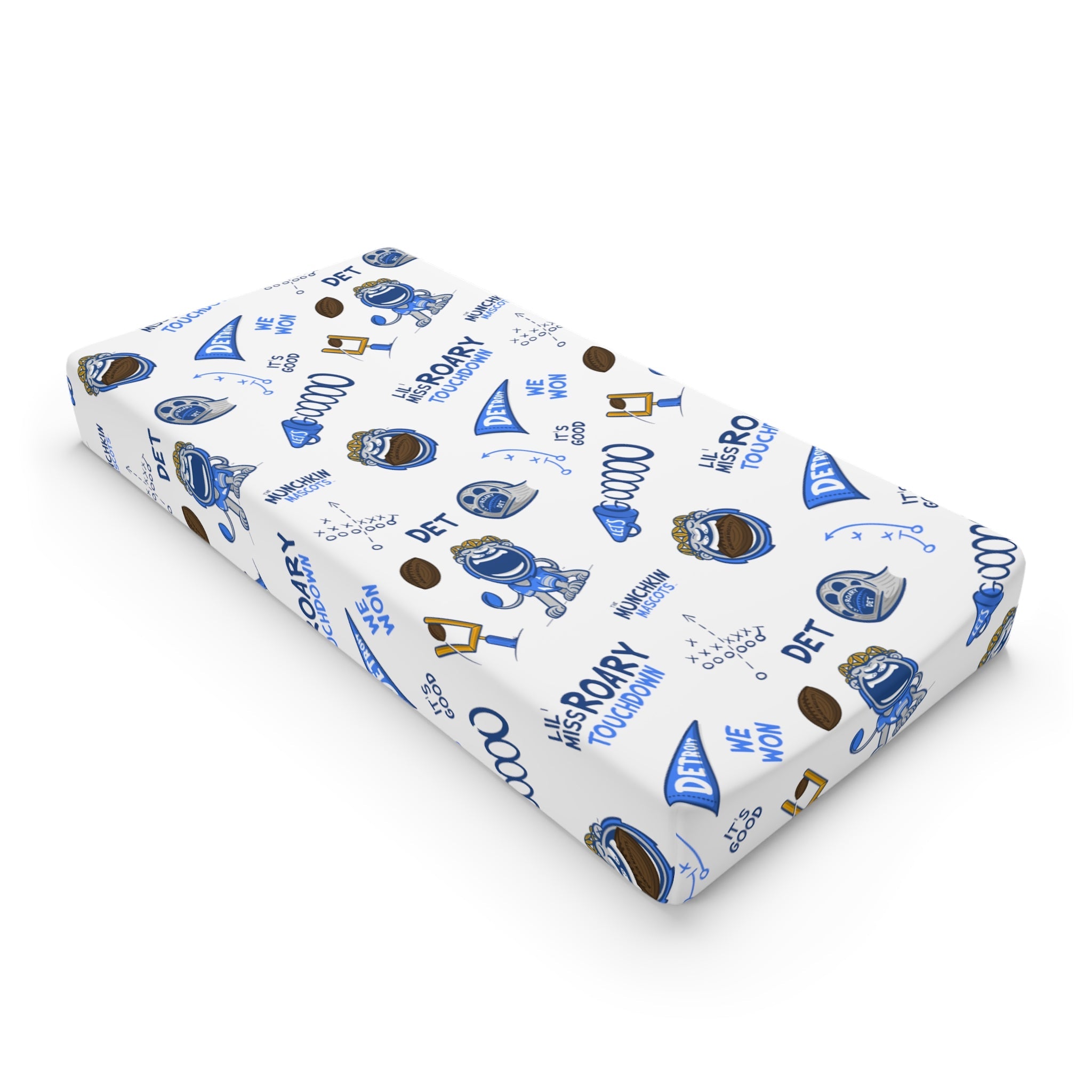 Baby Changing Pad Cover - Pattern - Lil' Miss Roary DET Football Printify