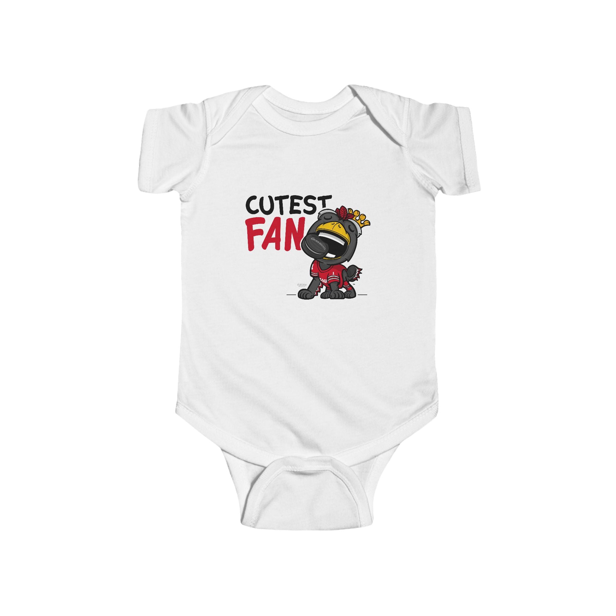 Chicago Hockey Newborn & Infant Lil' Tommy 'Cutest Fan' Jersey Bodysuit | Hand-Drawn Art | Gifts for Newborns