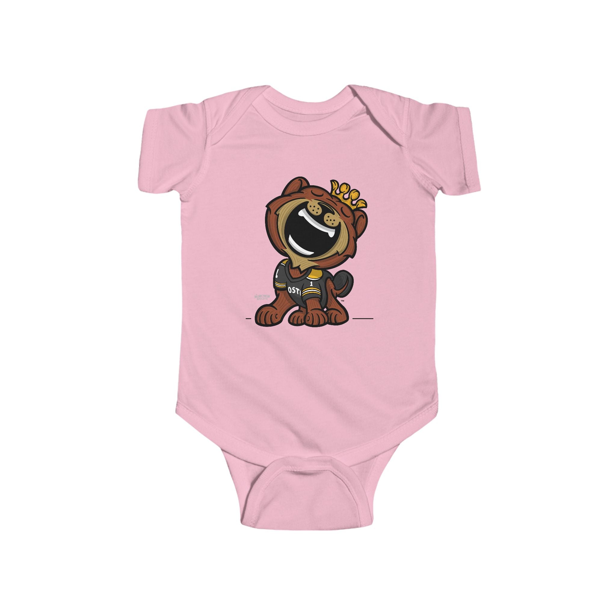 Boston Hockey Newborn & Infant Lil' Blades 'Munchkin Mascot' Jersey Bodysuit | Hand-Drawn Art | Gifts for Newborns