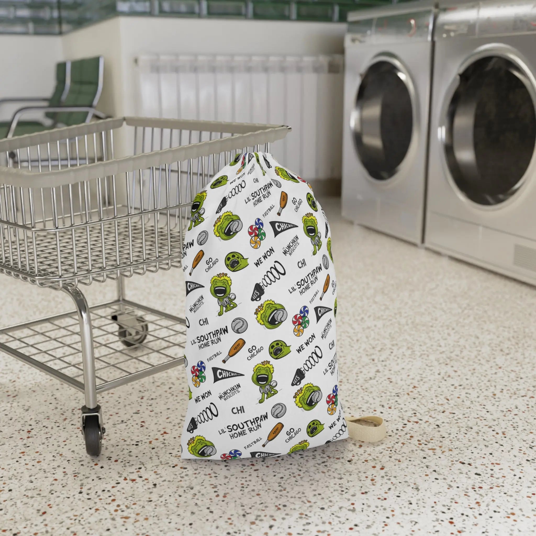 Laundry Bag - Pattern - Lil' Southpaw CHI Baseball Printify
