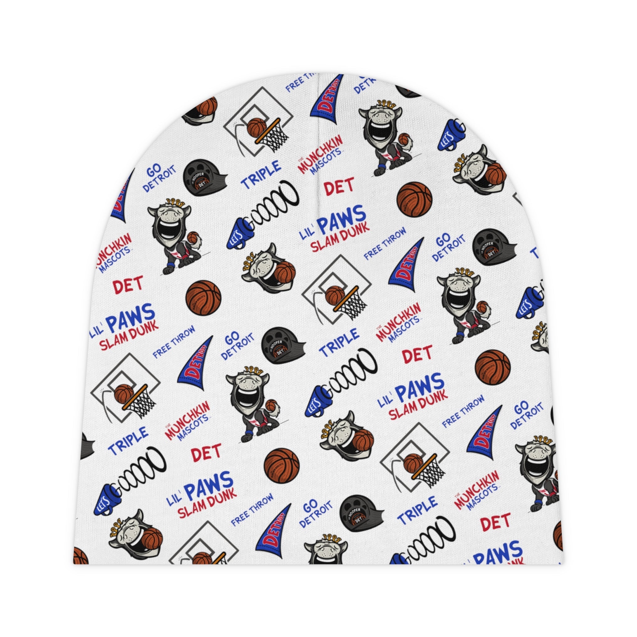 Baby Beanie (AOP) - Pattern - Lil' Hooper DET Basketball - Pattern Printify