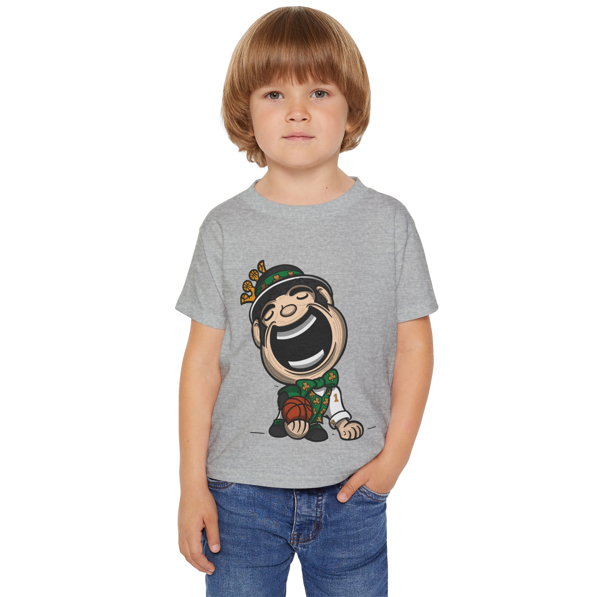 Boston Basketball Toddler Tshirt Lil' Lucky 'Home/Away Mascot' | Hand-Drawn Art | Gifts for Kids