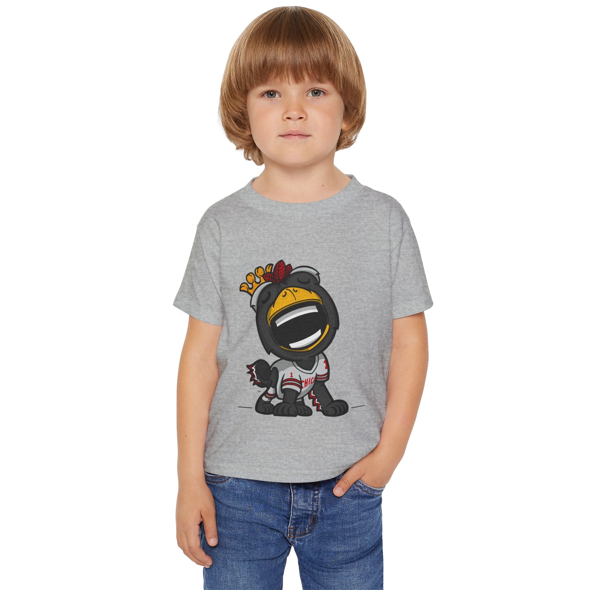 Chicago Hockey Toddler Tshirt Lil' Tommy 'Home/Away Mascot' | Hand-Drawn Art | Gifts for Kids