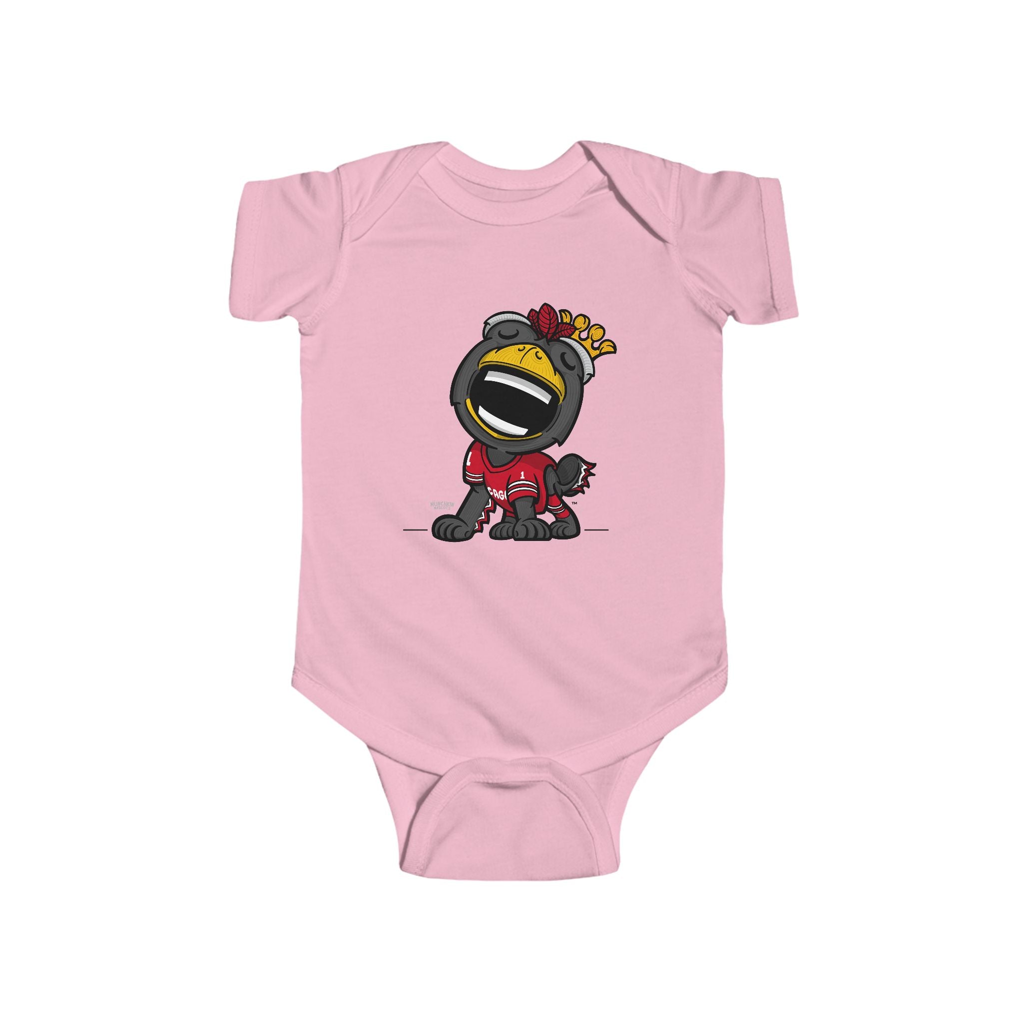 Chicago Hockey Newborn & Infant Lil' Tommy 'Munchkin Mascot' Jersey Bodysuit | Hand-Drawn Art | Gifts for Newborns