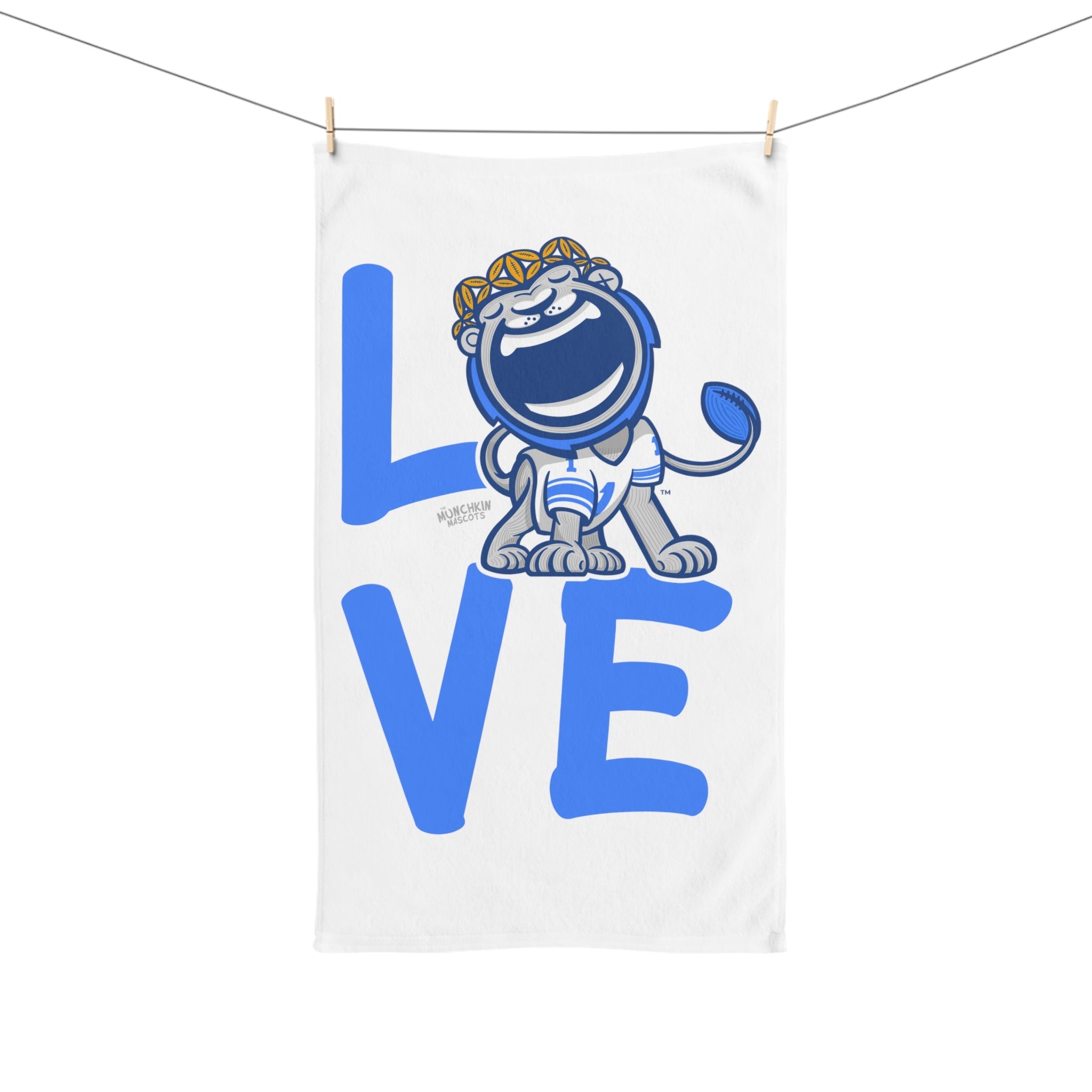 Hand Towel - LOVE - Lil' Miss Roary DET Football Printify