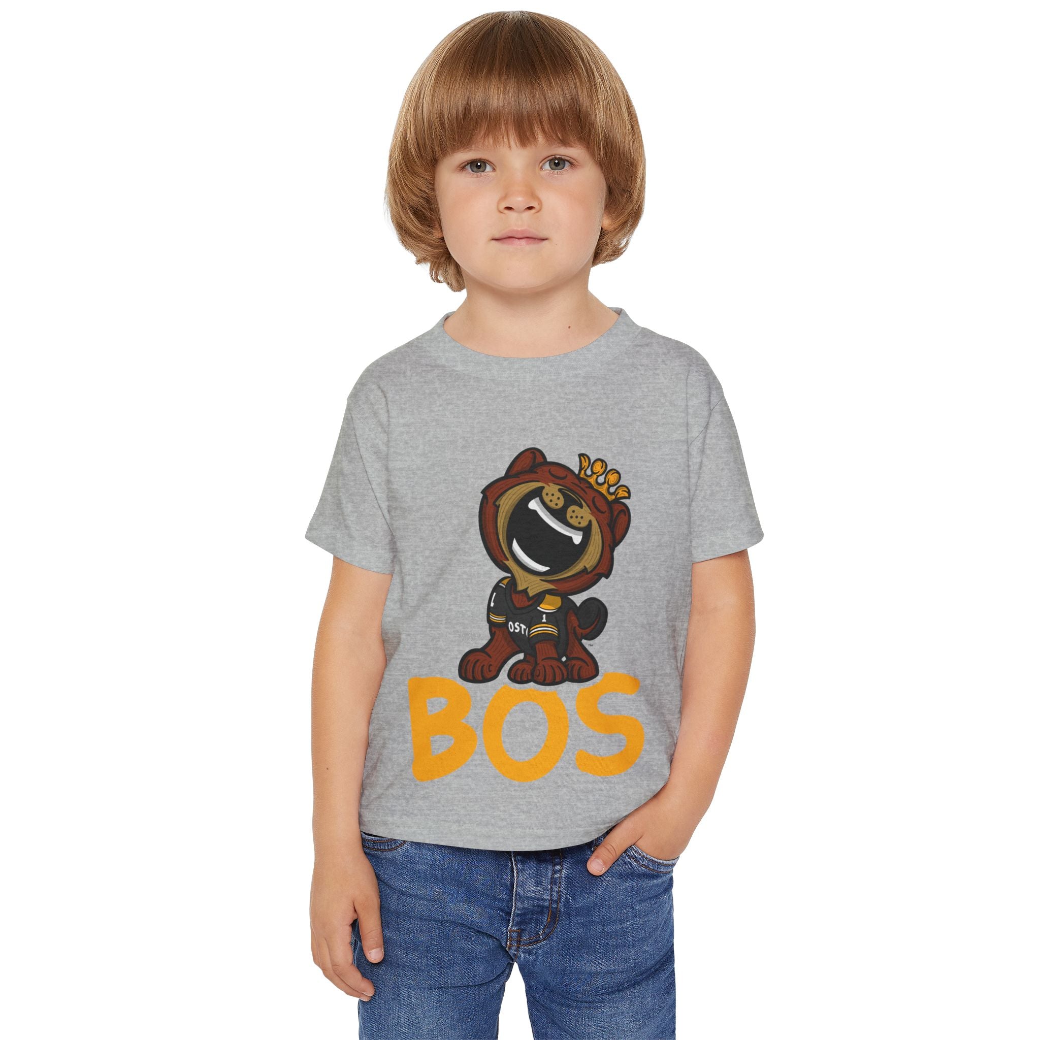 Boston Hockey Toddler Tshirt Lil' Blades 'BOS' | Hand-Drawn Art | Gifts for Kids