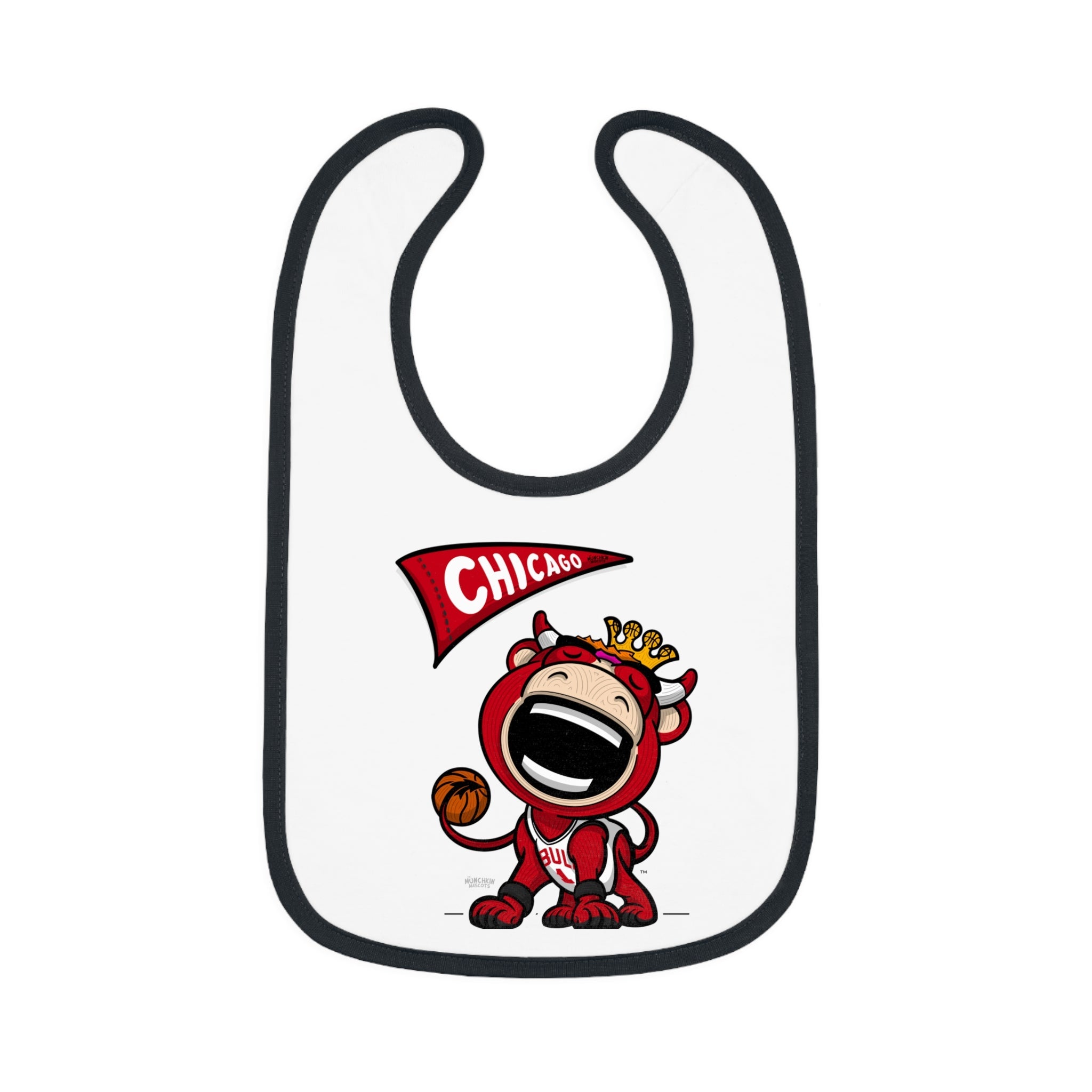 Baby Contrast Trim Jersey Bib - Flag + LilBenny - Lil' Benny CHI Basketball Printify