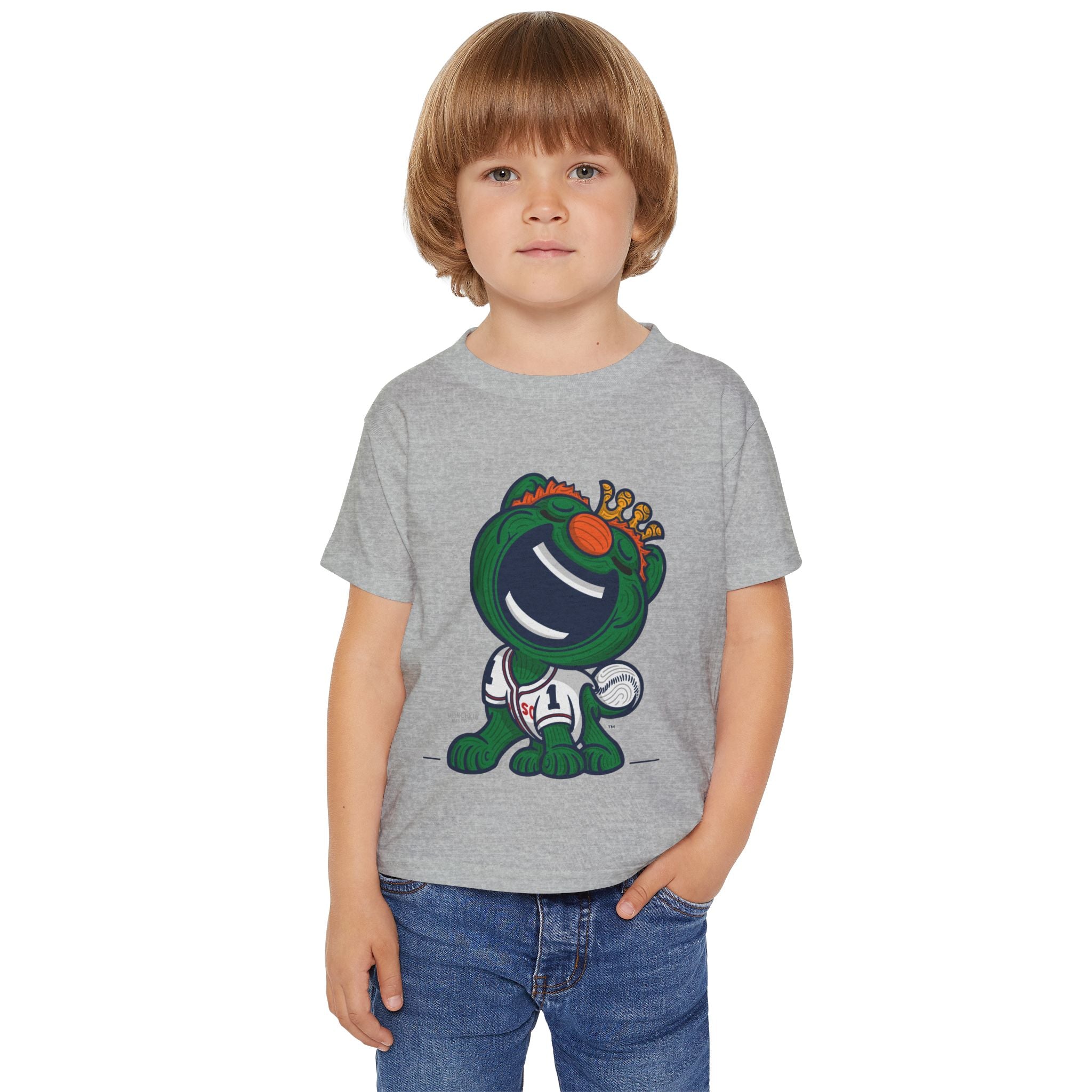Boston Baseball Toddler Tshirt Lil' Wally 'Home/Away Mascot' | Hand-Drawn Art | Gifts for Kids