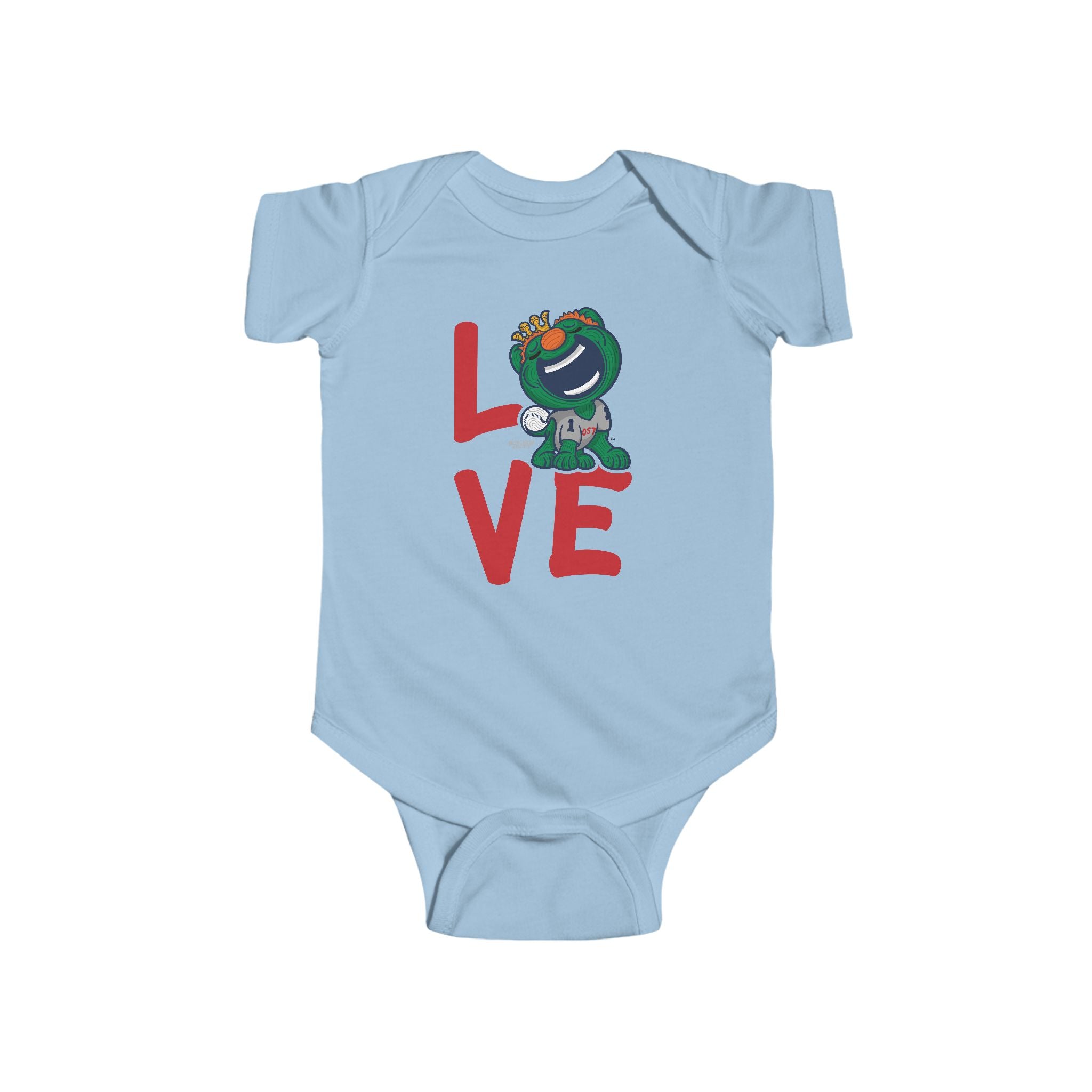 Boston Baseball Newborn & Infant Lil' Wally 'LOVE' Jersey Bodysuit | Hand-Drawn Art | Gifts for Newborns