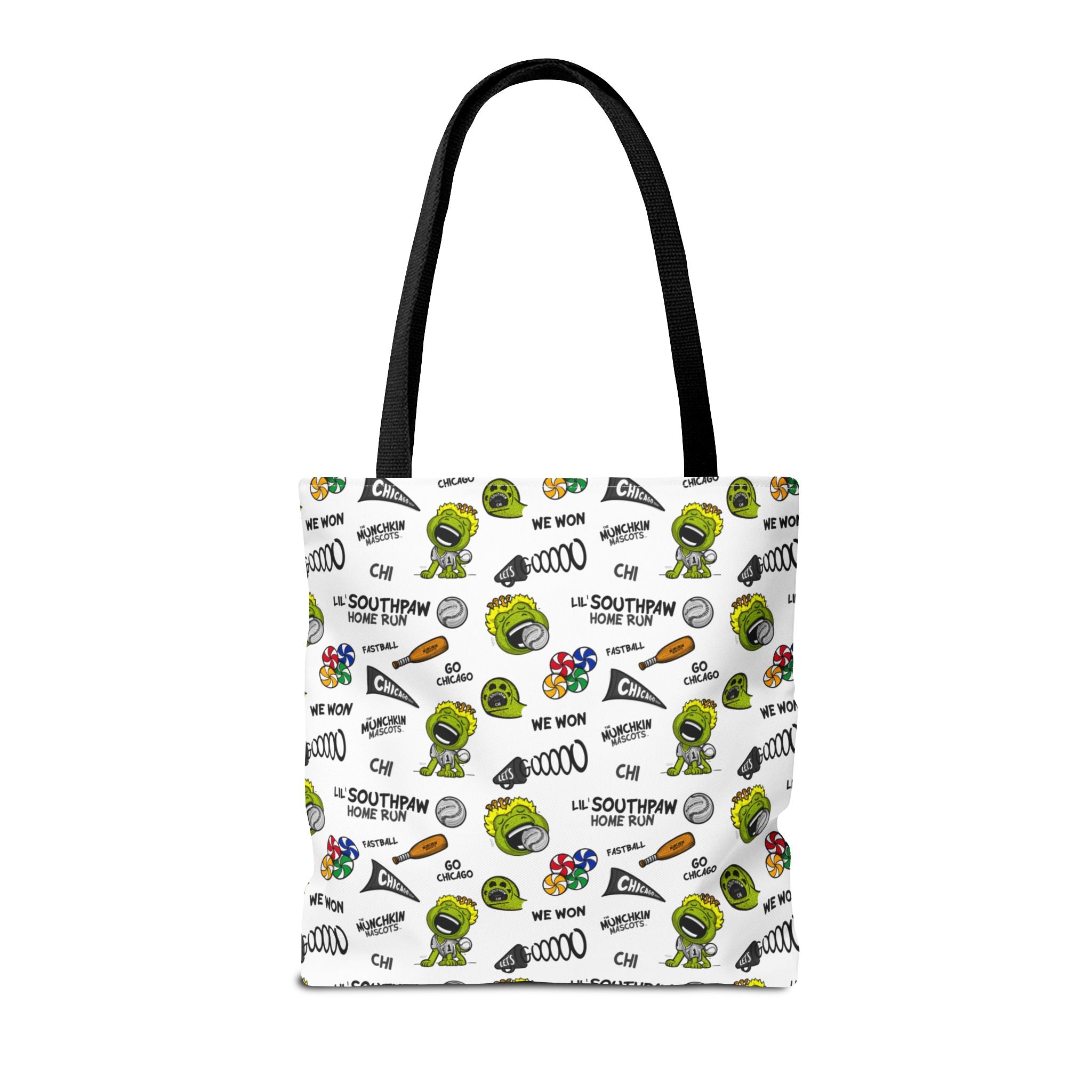 Chicago Baseball Tote Bag Lil' Southpaw 'Let's Go' + Pattern | Hand-Drawn Art | Gifts for Parents