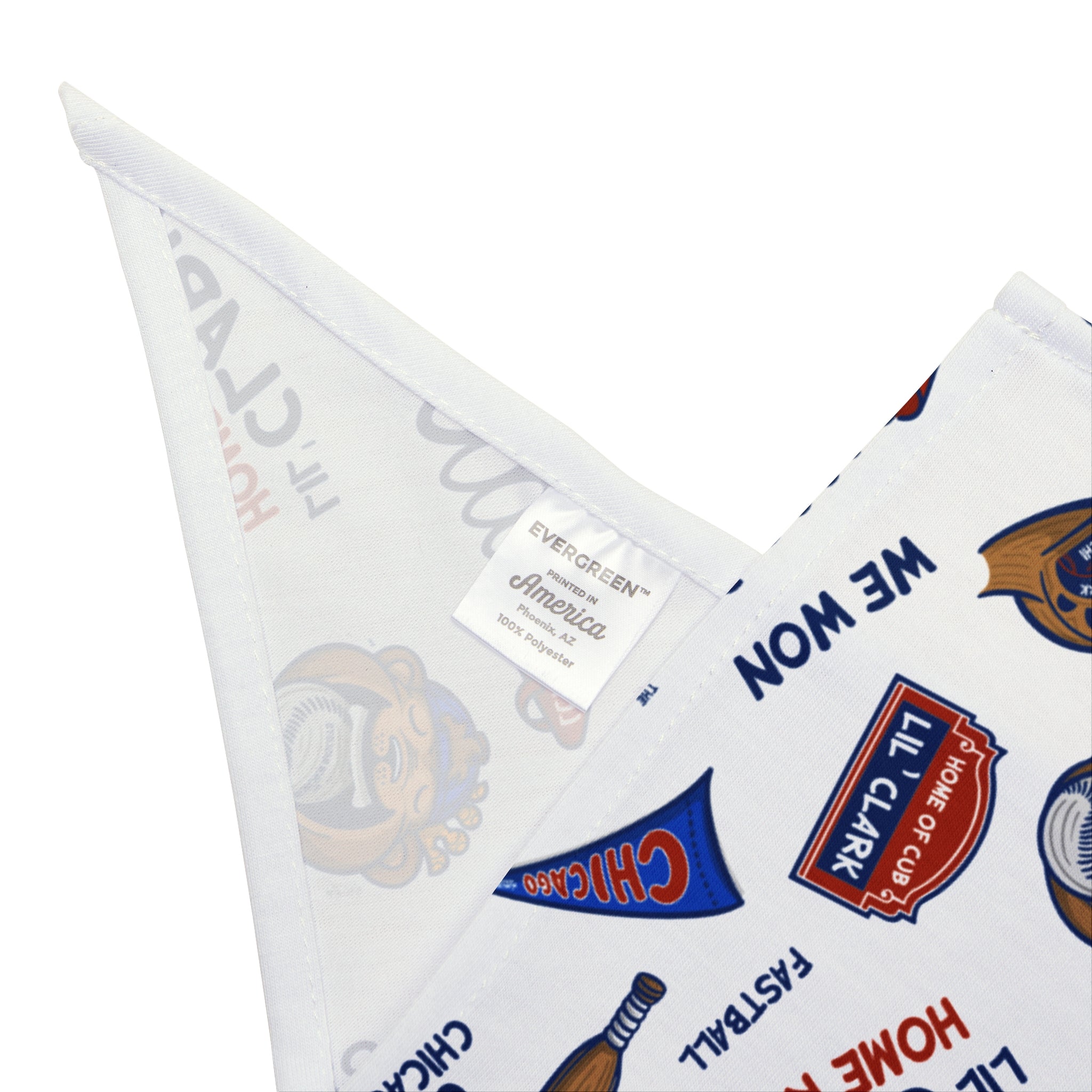 Chicago Baseball Pet Bandana Lil' Clark Pattern | Hand-Drawn Art | Gifts for Pets
