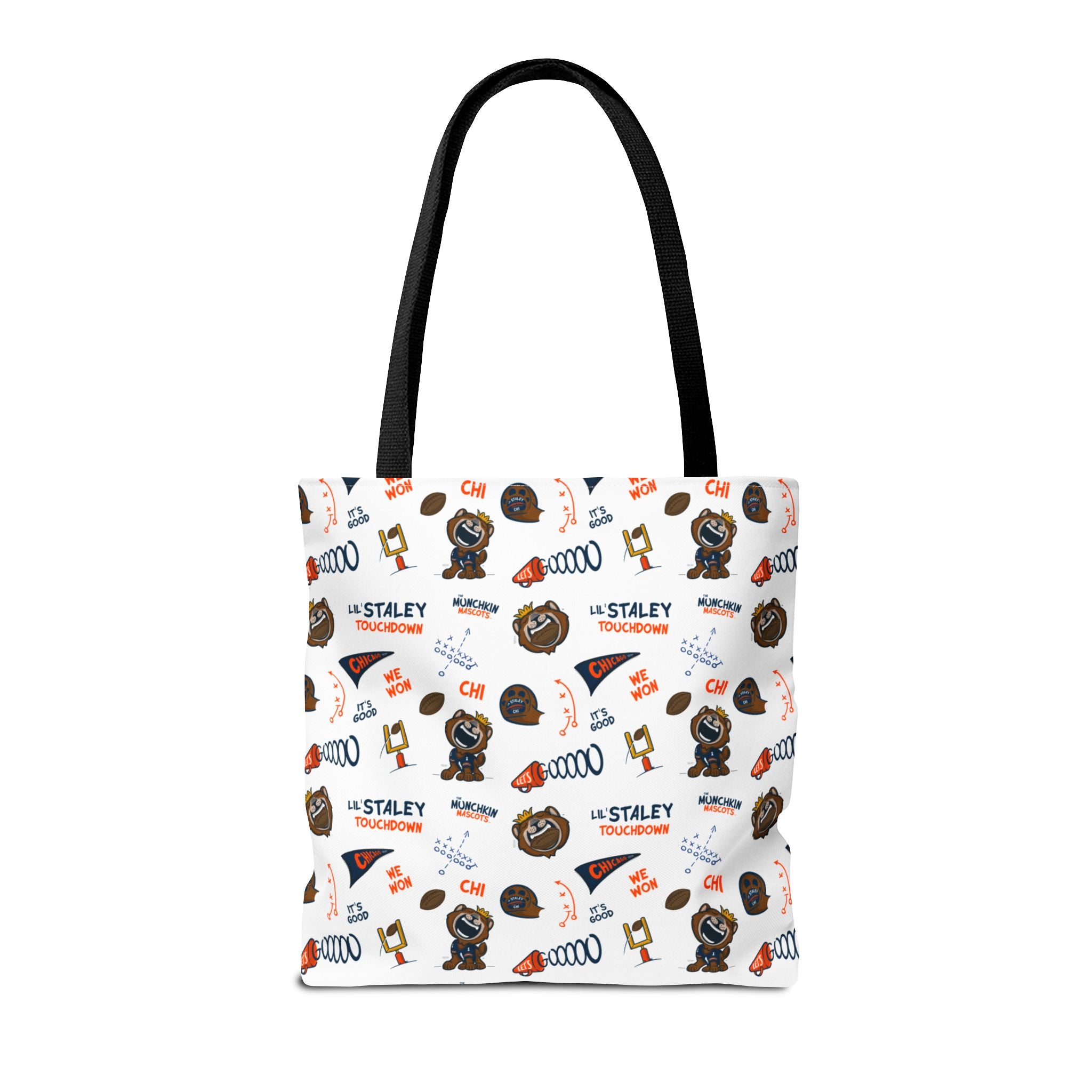 Chicago Football Tote Bag Lil' Staley 'Let's Go' + Pattern | Hand-Drawn Art | Gifts for Parents