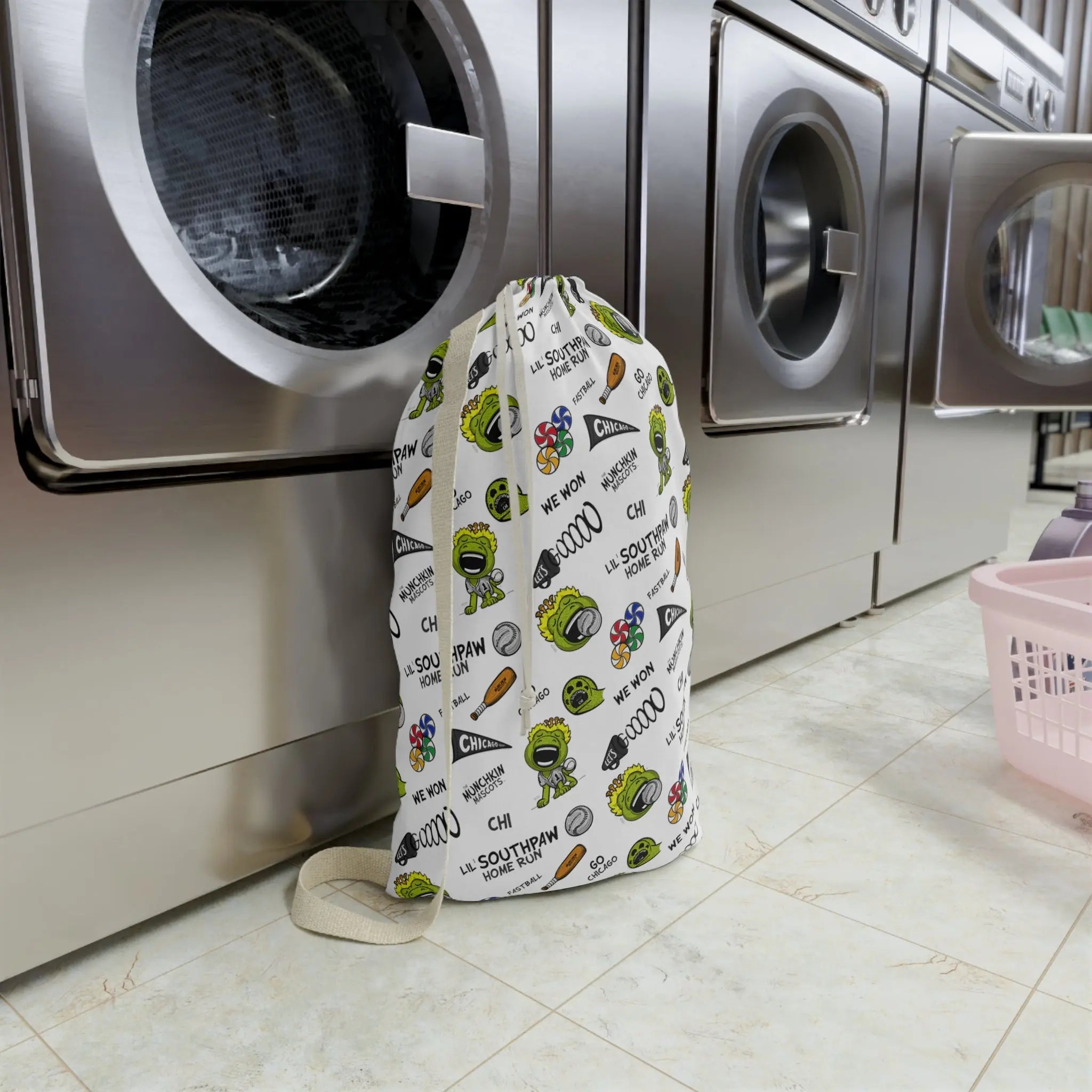 Laundry Bag - Pattern - Lil' Southpaw CHI Baseball Printify