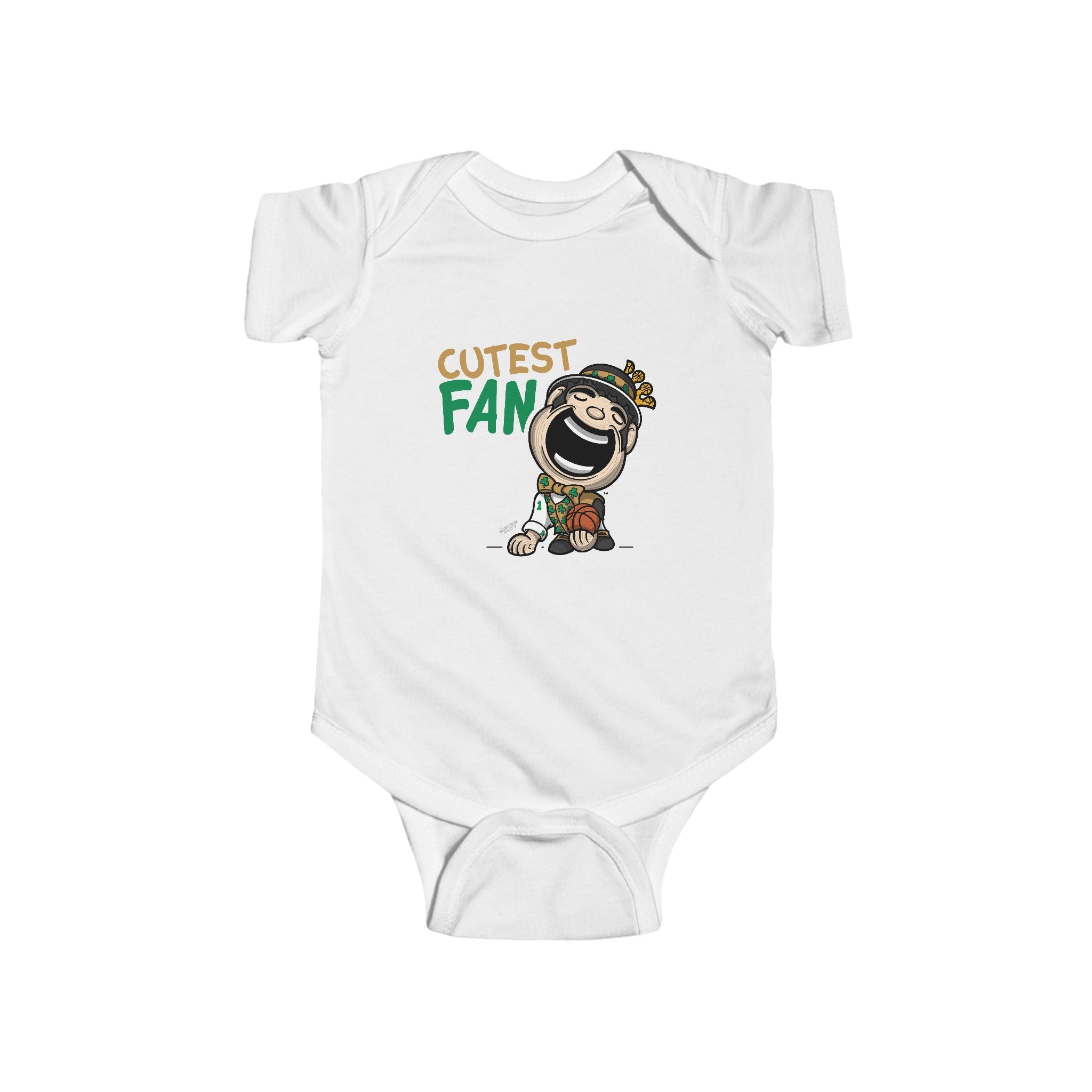 Boston Basketball Newborn & Infant Lil' Lucky 'Cutest Fan' Jersey Bodysuit | Hand-Drawn Art | Gifts for Newborns
