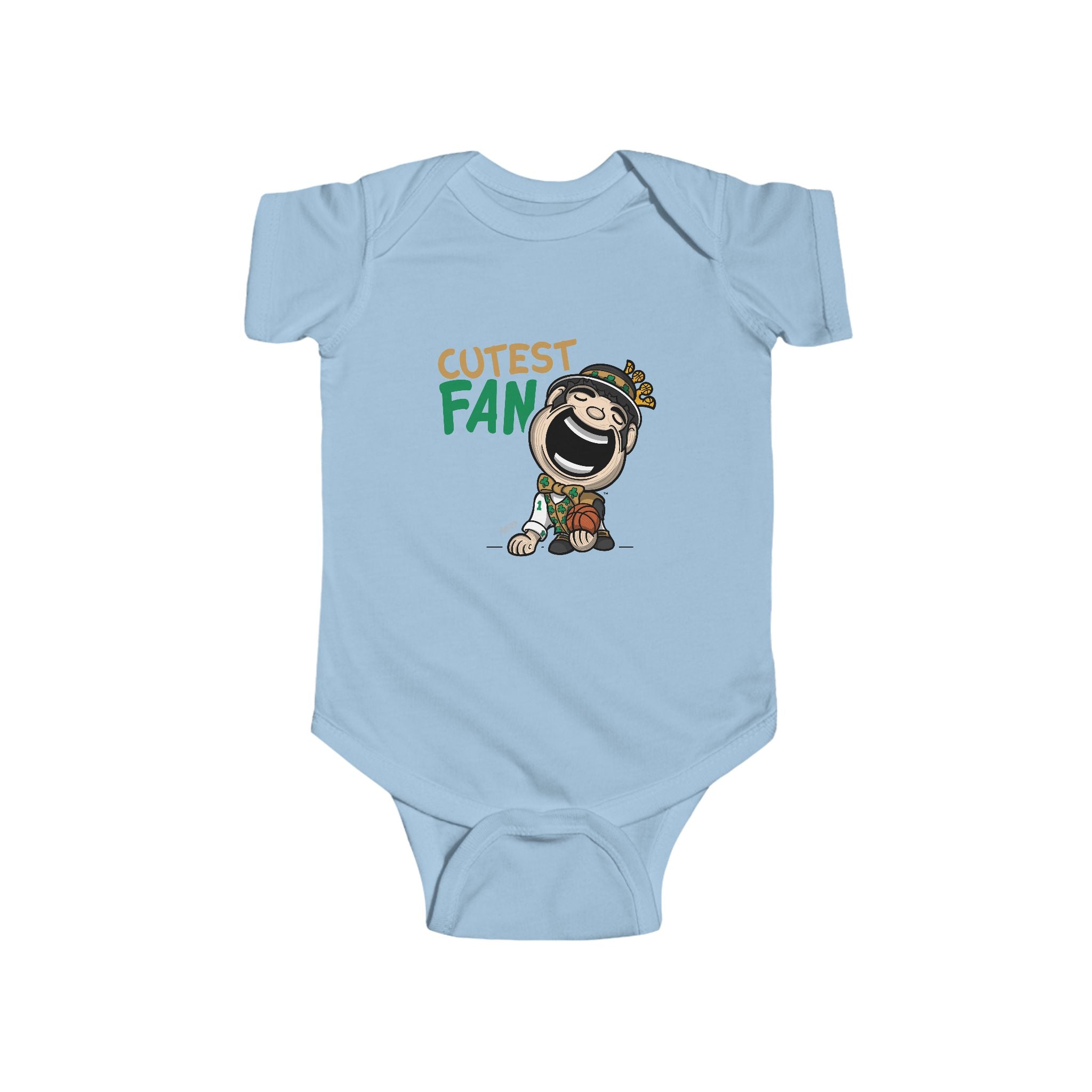 Boston Basketball Newborn & Infant Lil' Lucky 'Cutest Fan' Jersey Bodysuit | Hand-Drawn Art | Gifts for Newborns