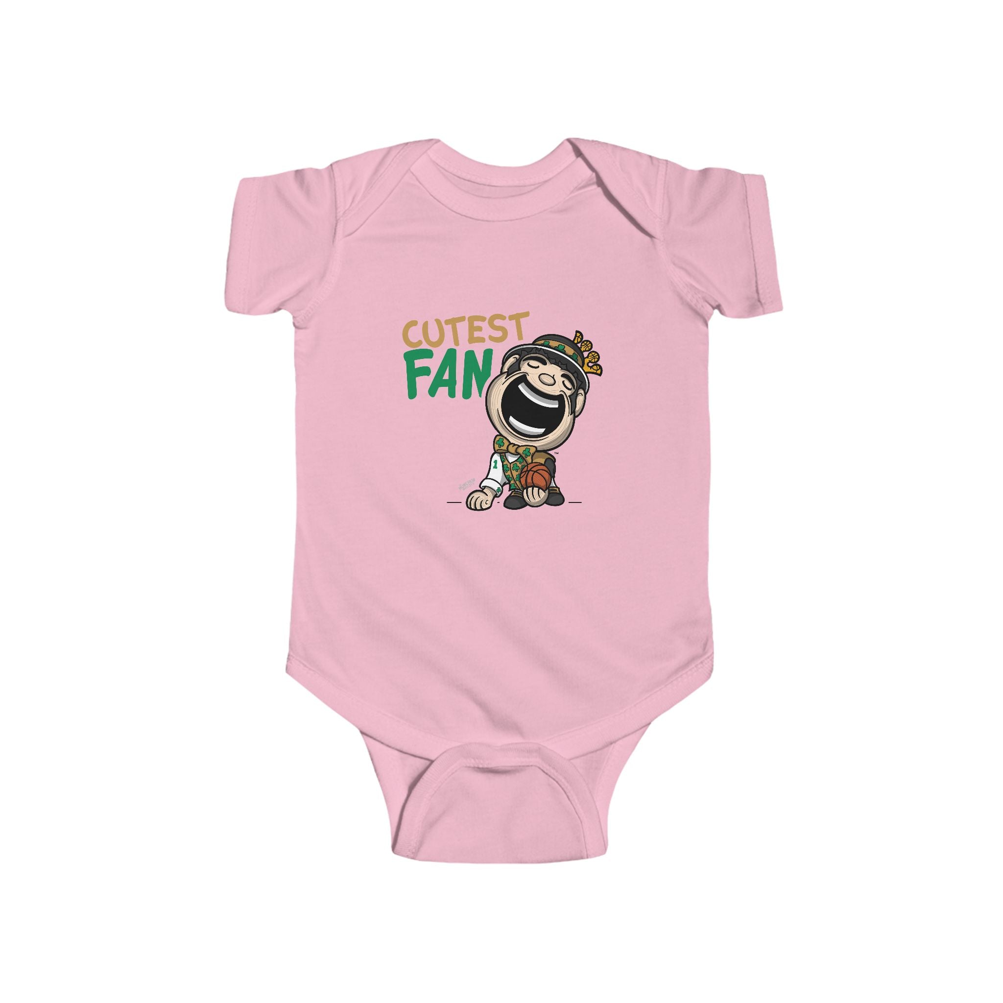Boston Basketball Newborn & Infant Lil' Lucky 'Cutest Fan' Jersey Bodysuit | Hand-Drawn Art | Gifts for Newborns