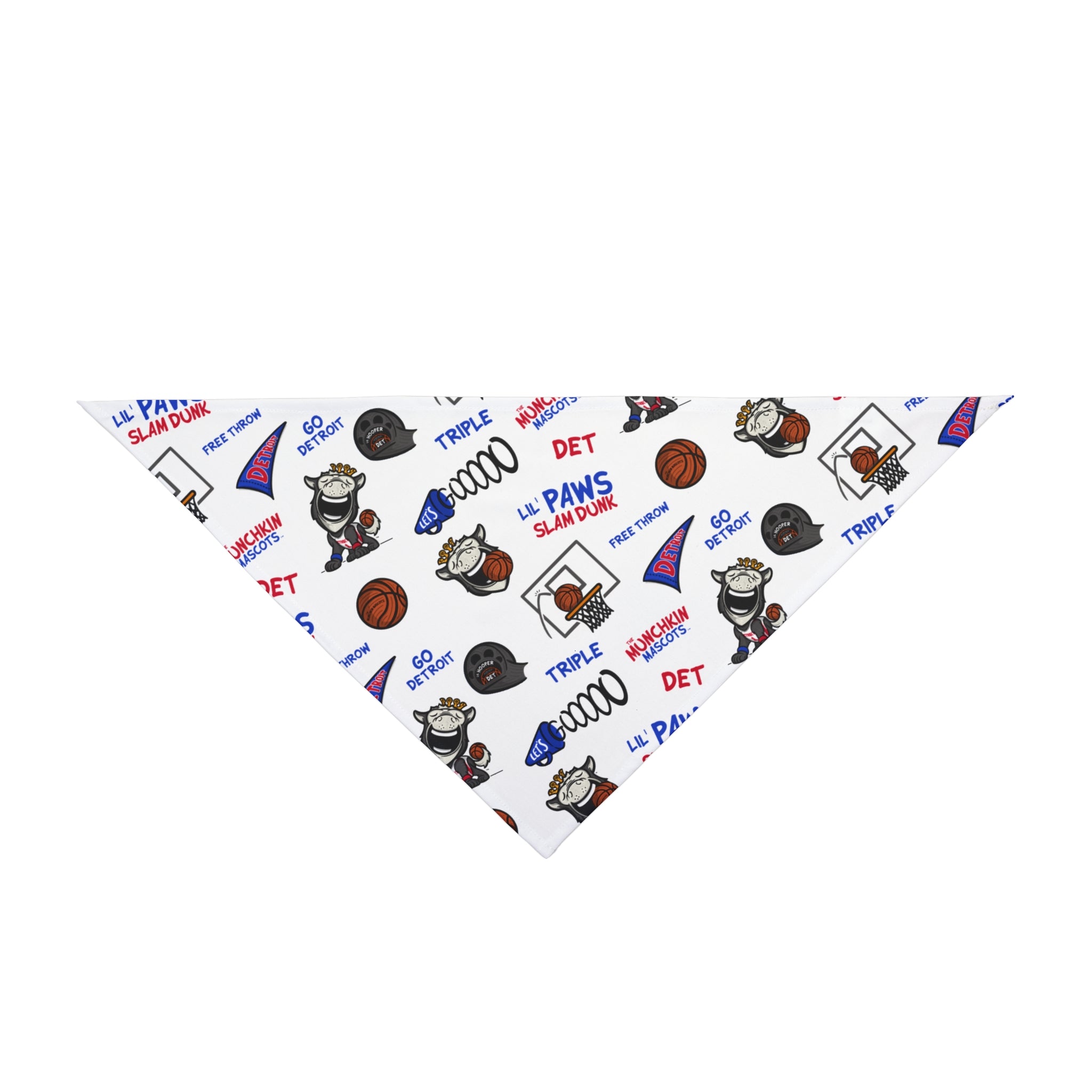 Detroit Basketball Pet Bandana Lil' Hooper Pattern | Hand-Drawn Art | Gifts for Pets