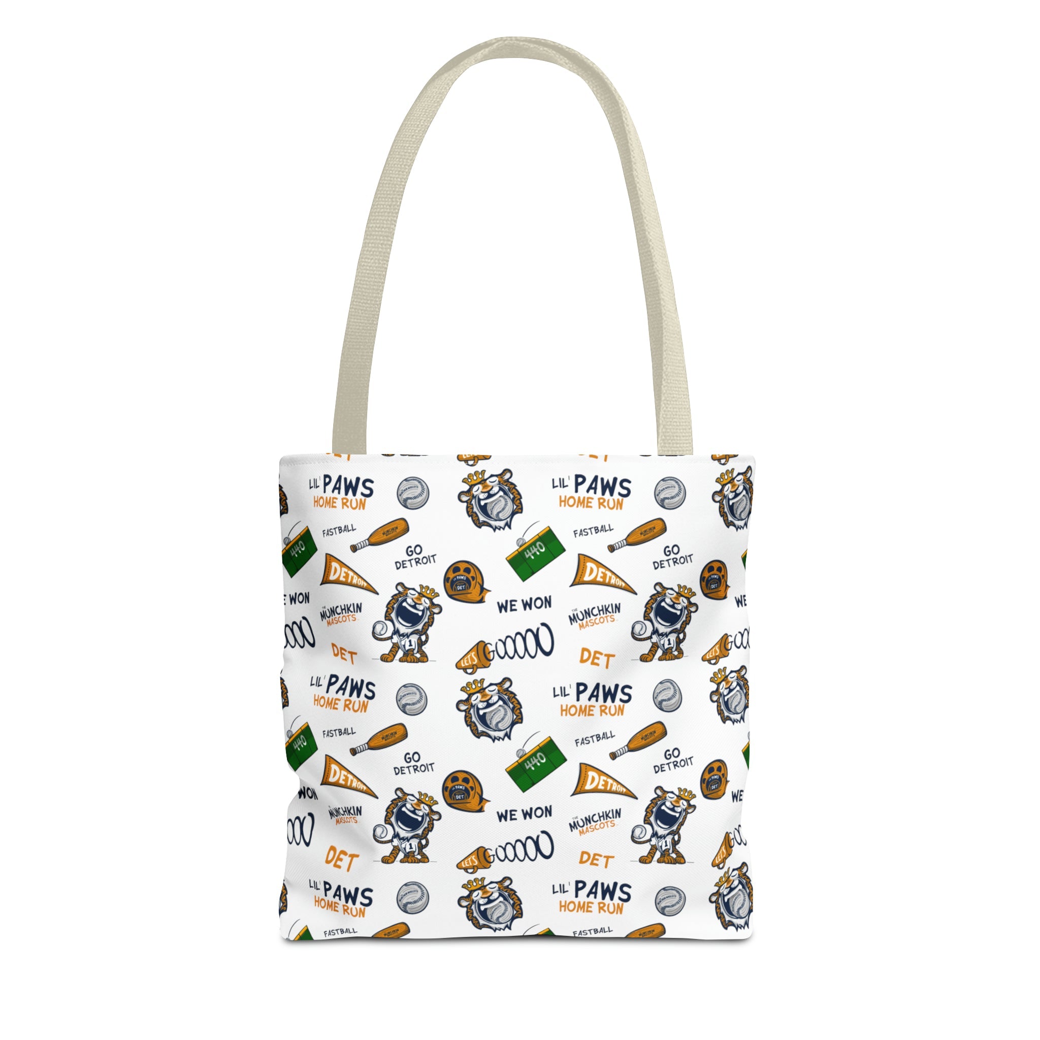 🐾⚾ Tote Bag (AOP) - Pattern - Lil' Paws DET Baseball ⚾🐾 Printify