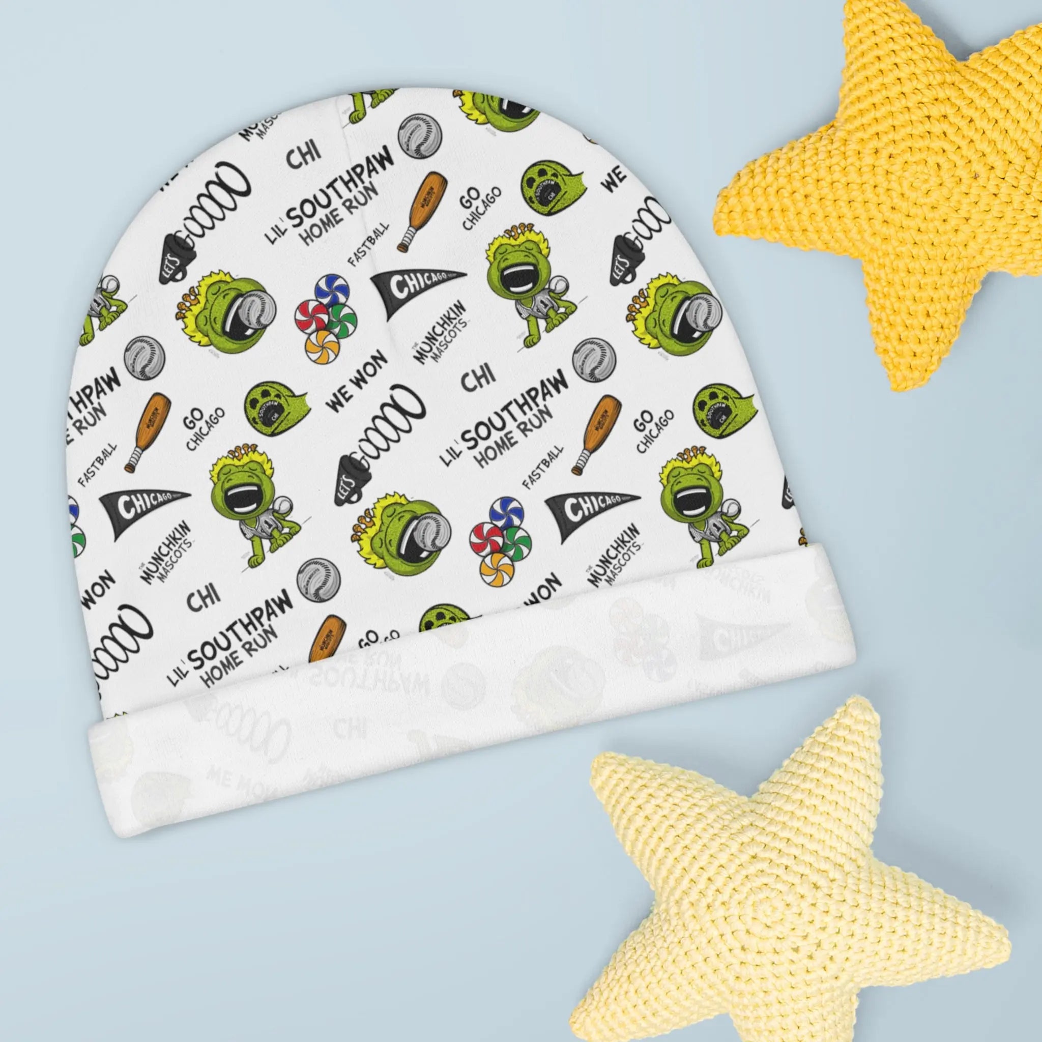 Baby Beanie (AOP) - Pattern - Lil' Southpaw CHI Baseball Printify
