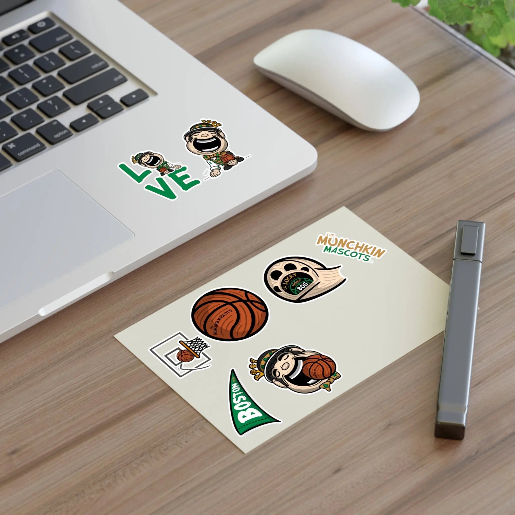 Sticker Sheets - Mascots - Lil' Lucky BOS Basketball Printify