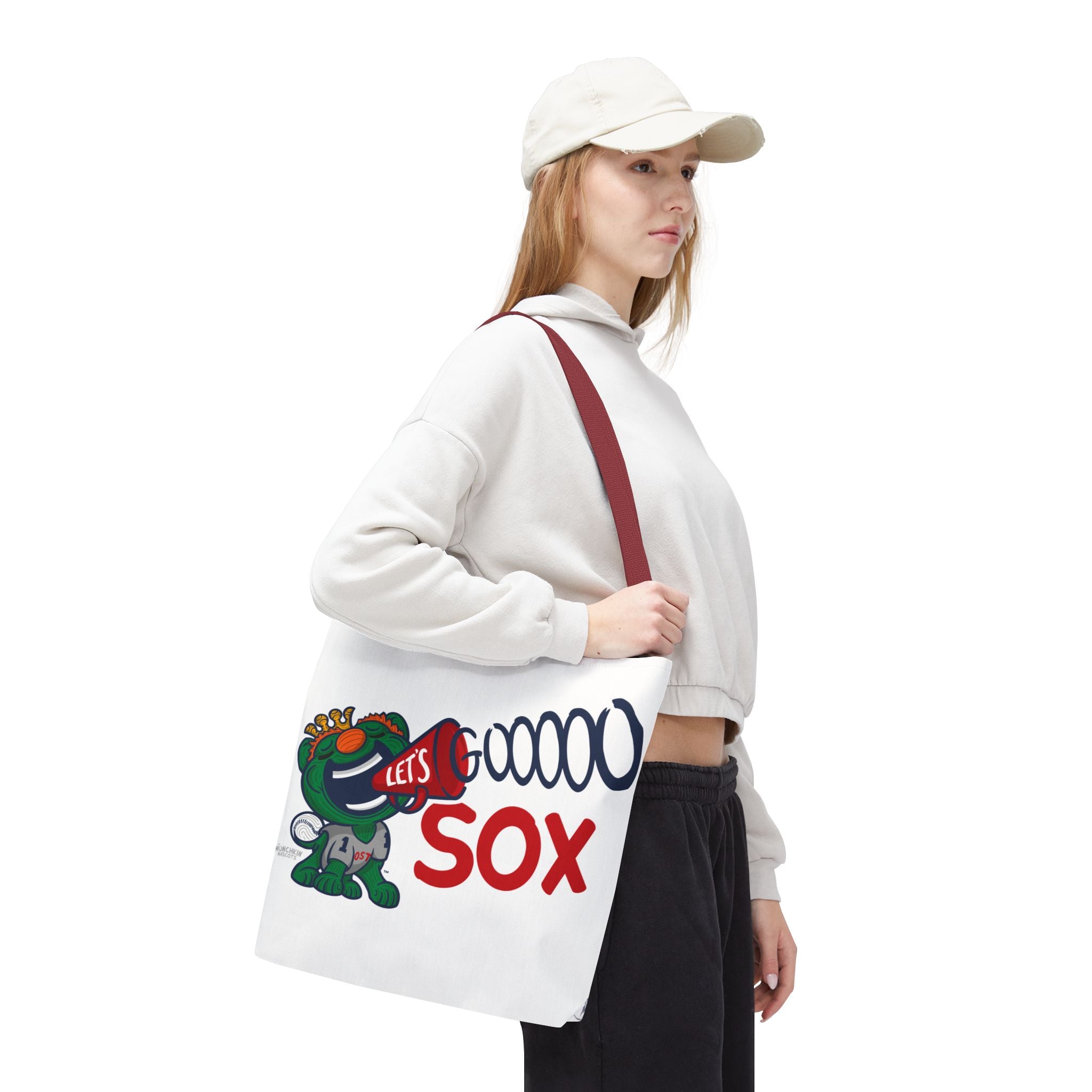 Boston Baseball Tote Bag Lil' Wally 'Let's Go' + Pattern | Hand-Drawn Art | Gifts for Parents