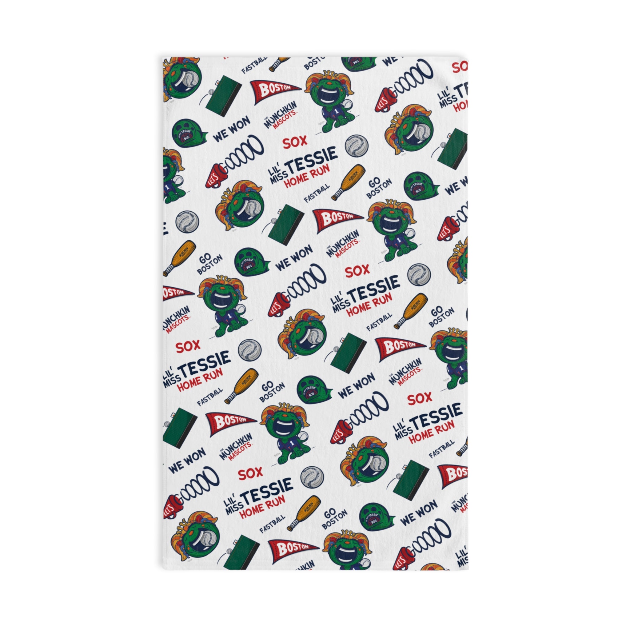 Boston Baseball Hand Towel Lil' Miss Tessie Pattern | Hand-Drawn Art | Gifts for Kids