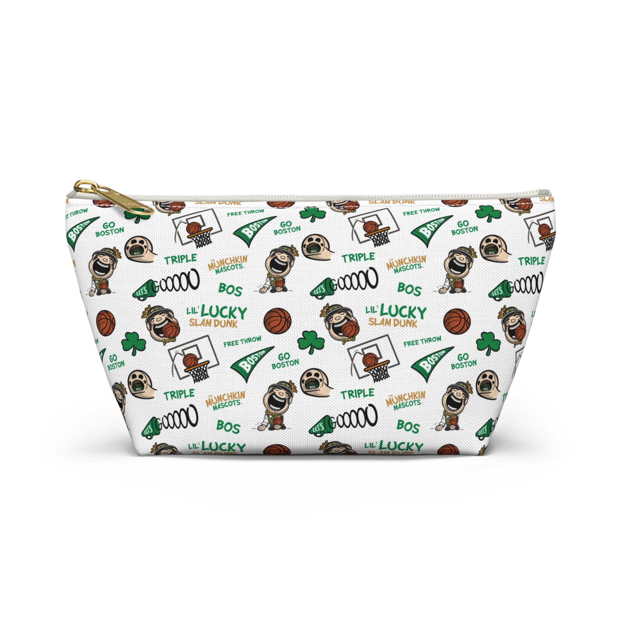 Boston Basketball Accessory Pouch Lil' Lucky Themed | Hand-Drawn Art | Gifts for Kids