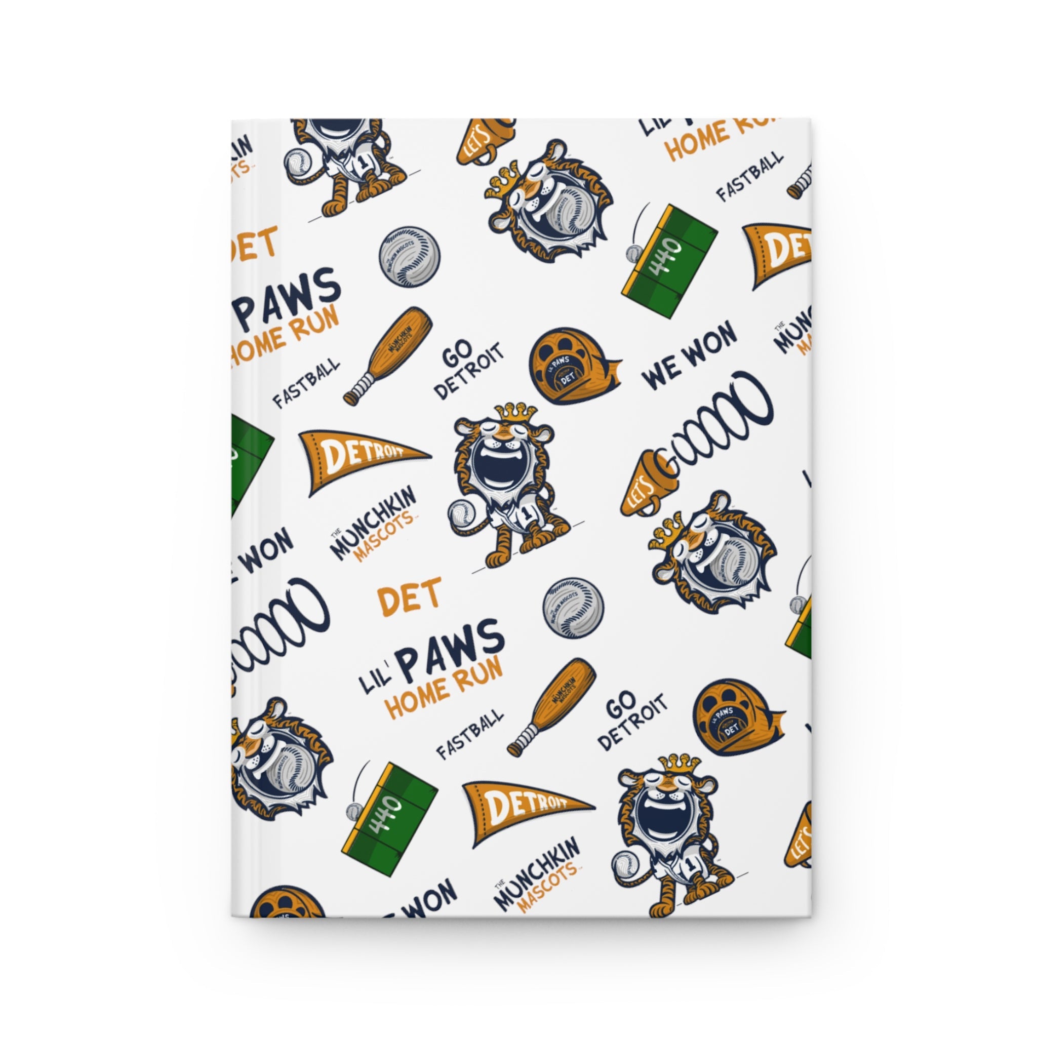 Hardcover Journal Matte - Pattern - Lil' Paws DET Baseball Printify