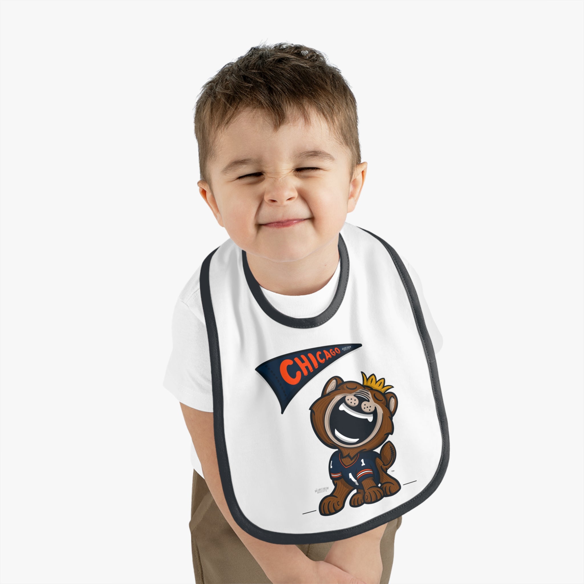 Chicago Football Baby Bib & Infant Lil' Staley Themed | Hand-Drawn Art | Gifts for Newborns