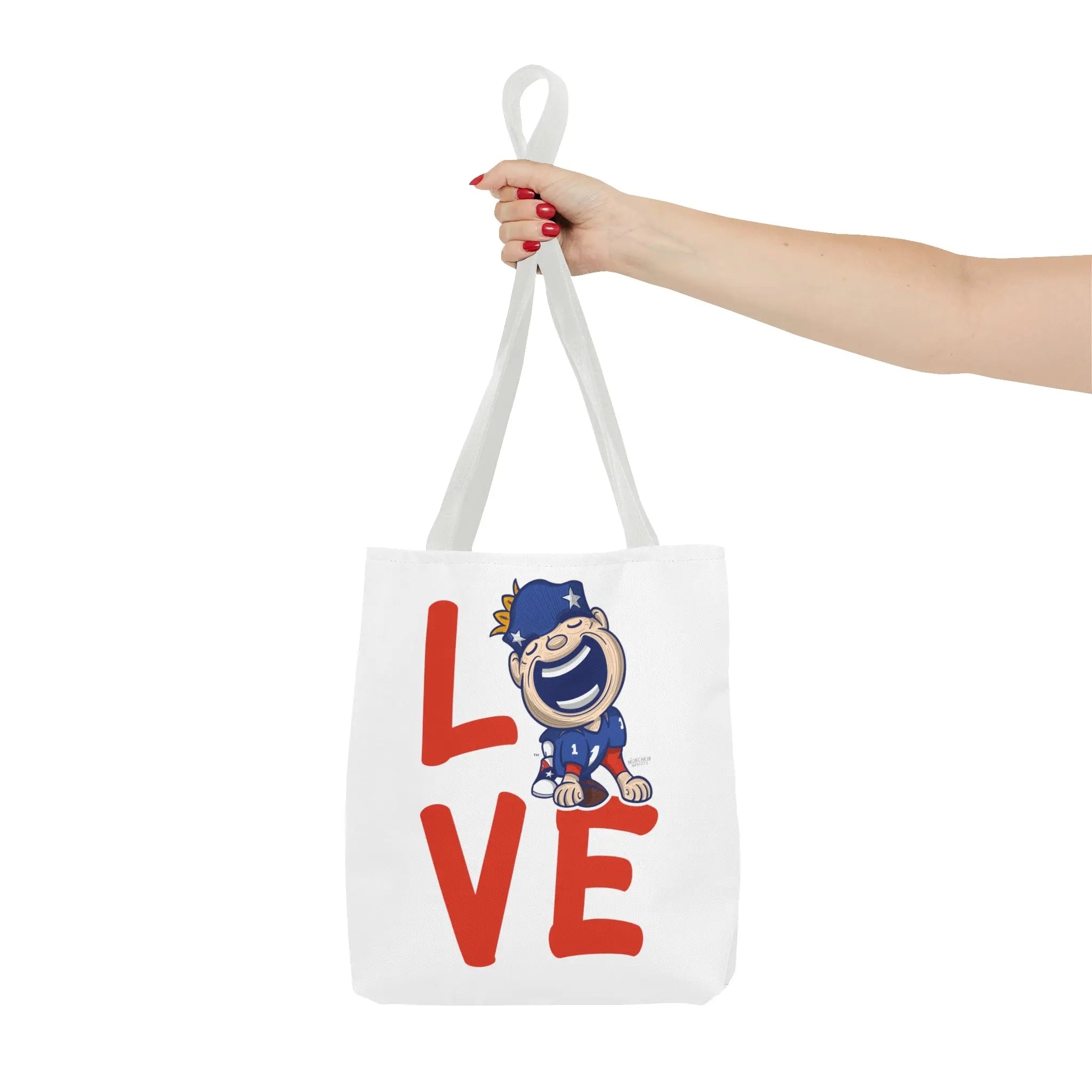 Tote Bag (AOP) - LOVE + Lets Go - Lil' Pat NE Football Printify