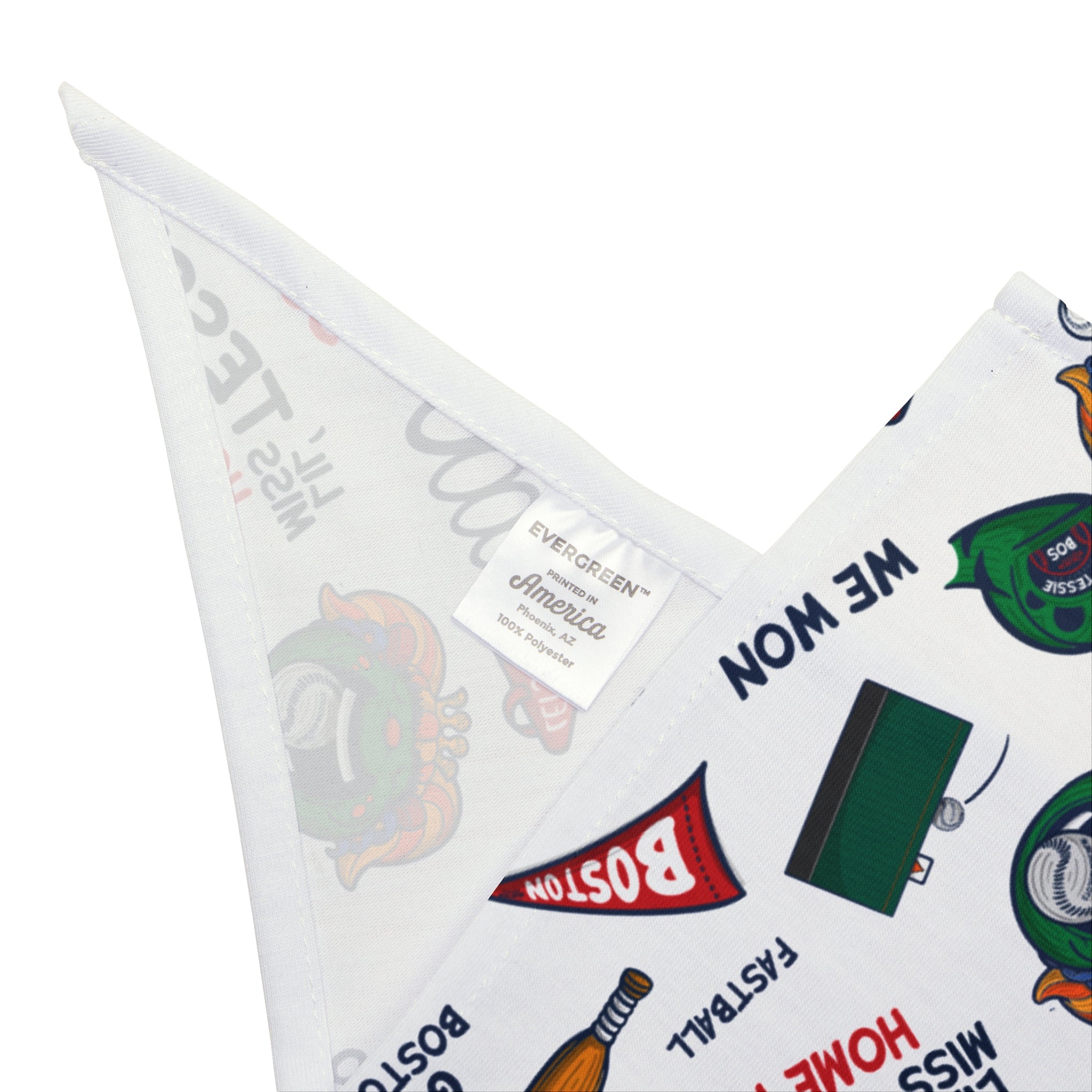 Boston Baseball Pet Bandana Lil' Miss Tessie Pattern | Hand-Drawn Art | Gifts for Pets