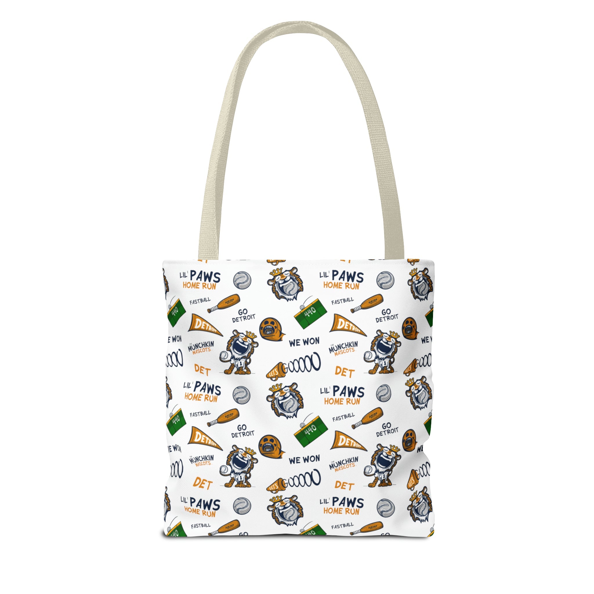 🐾⚾ Tote Bag (AOP) - Pattern - Lil' Paws DET Baseball ⚾🐾 Printify
