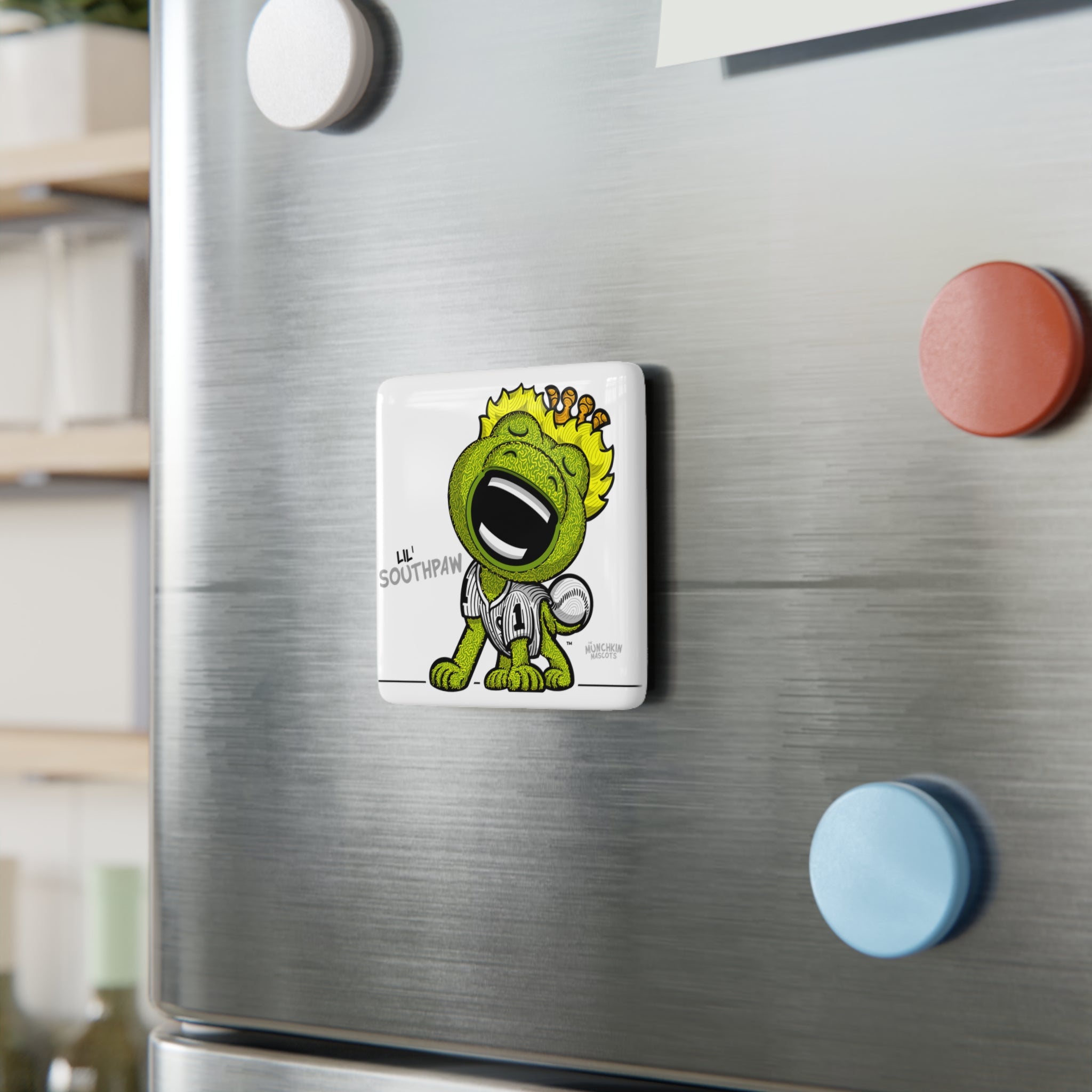 Chicago Baseball Porcelain Magnet Lil' Southpaw 'Munchkin Mascot' | Hand-Drawn Art | Gifts for Kids