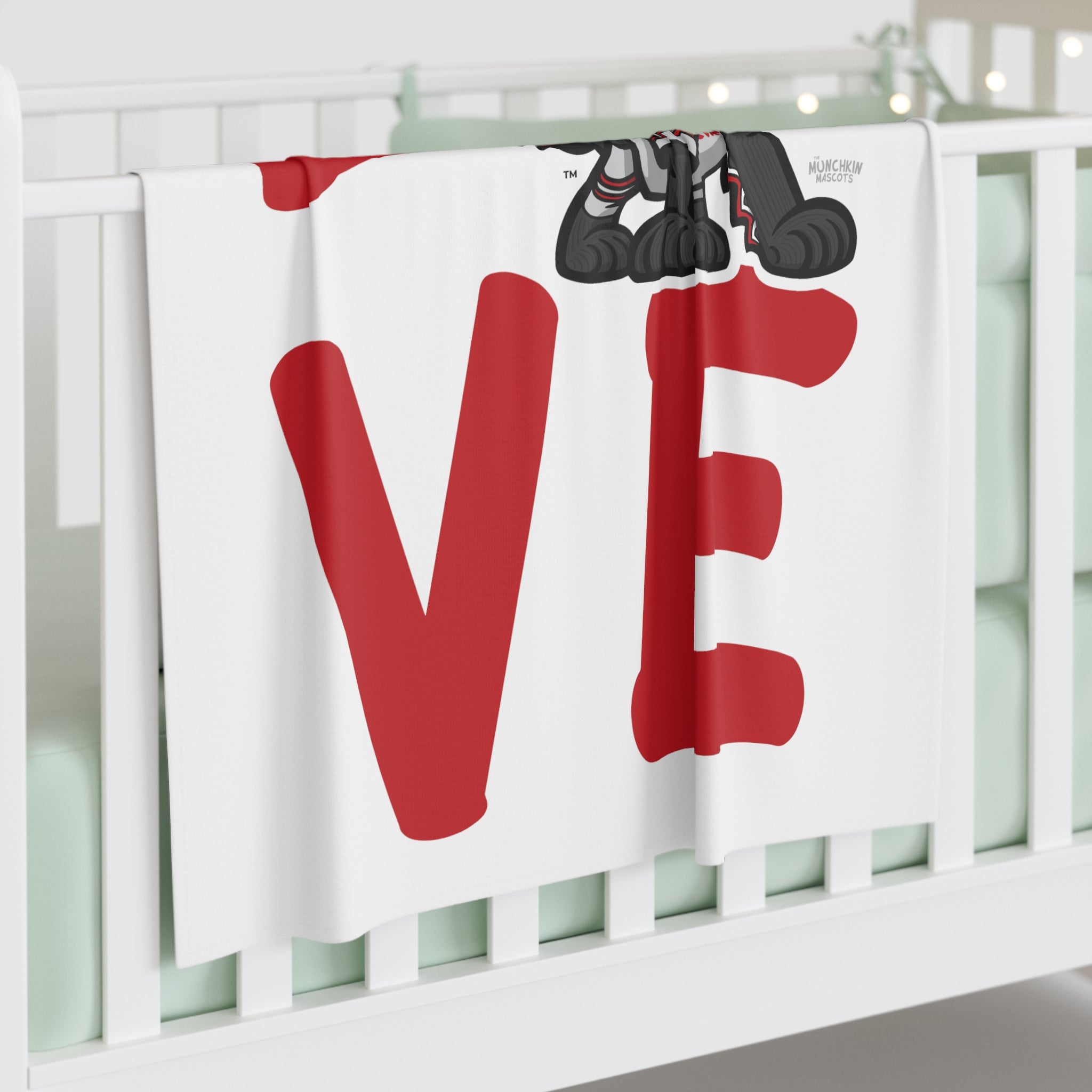 Baby Swaddle Blanket - LOVE - Lil' Tommy CHI Hockey Printify