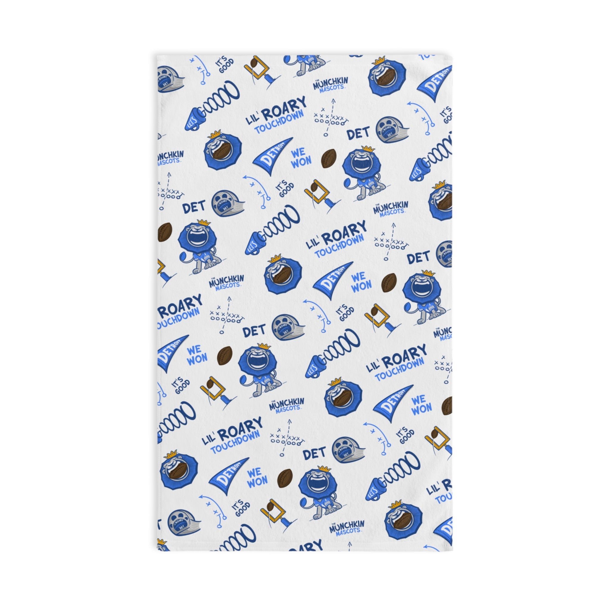 Detroit Football Hand Towel Lil' Roary Pattern | Hand-Drawn Art | Gifts for Kids