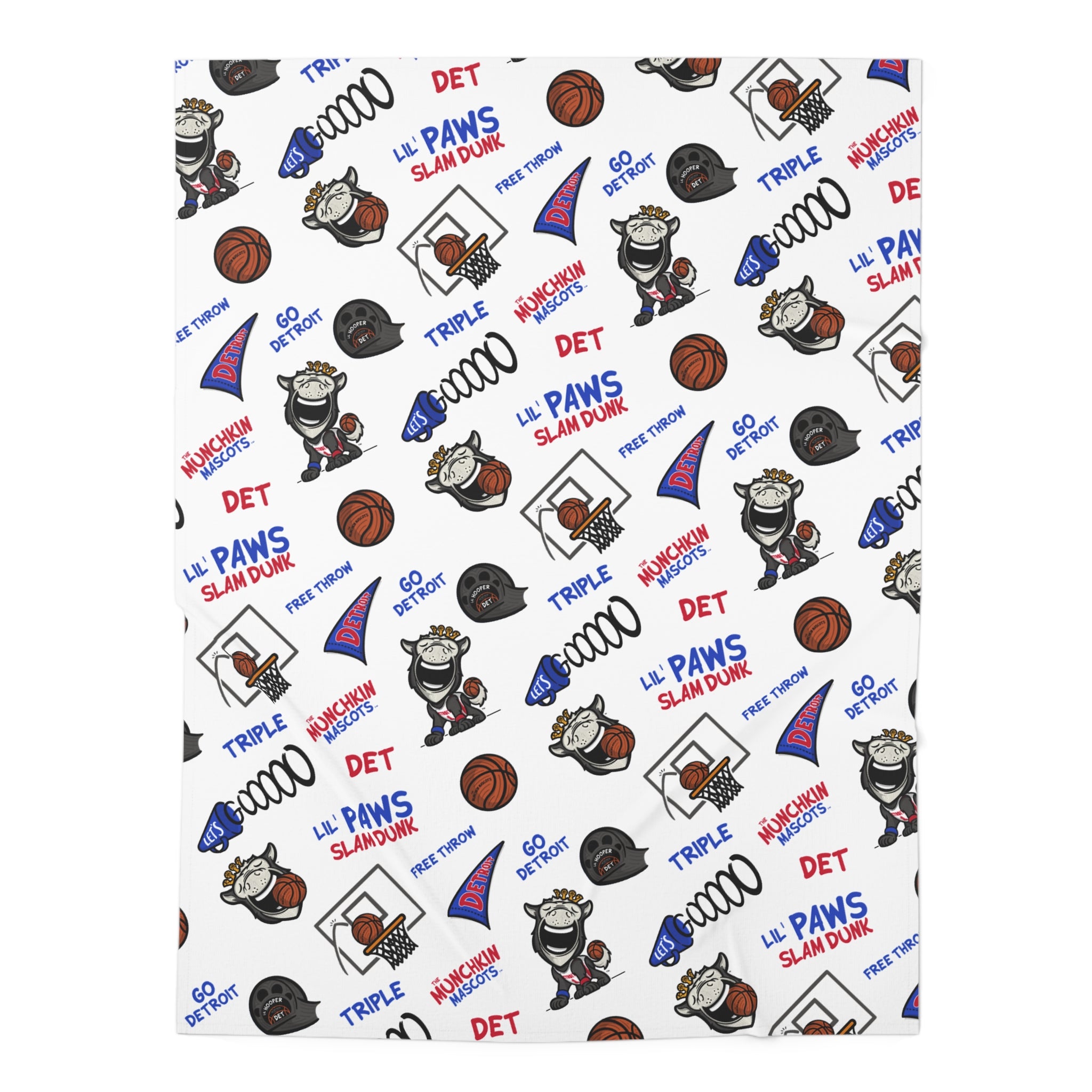 Detroit Basketball Baby Swaddle Blanket Lil' Hooper Pattern | Hand-Drawn Art | Gifts for Newborns