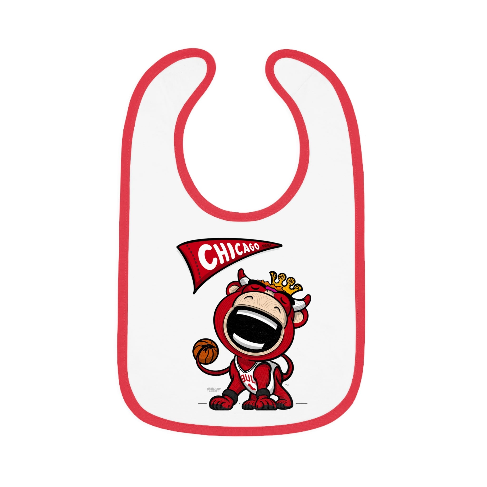 Baby Contrast Trim Jersey Bib - Flag + LilBenny - Lil' Benny CHI Basketball Printify