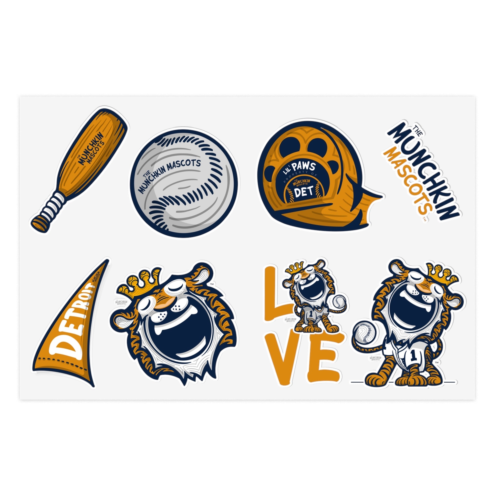 Sticker Sheets - Lil' Paws DET Baseball Printify
