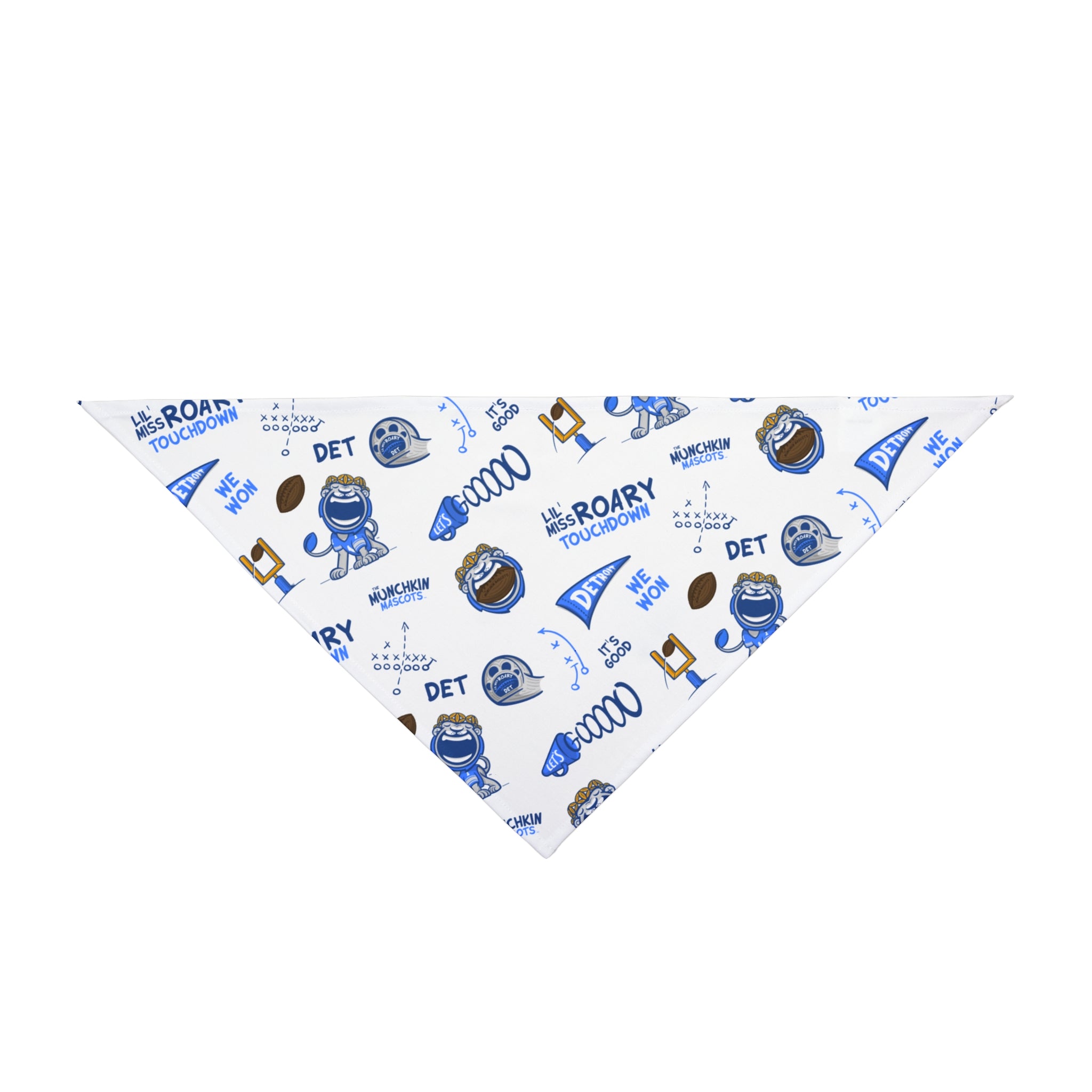 Detroit Football Pet Bandana Lil' Miss Roary Pattern | Hand-Drawn Art | Gifts for Pets