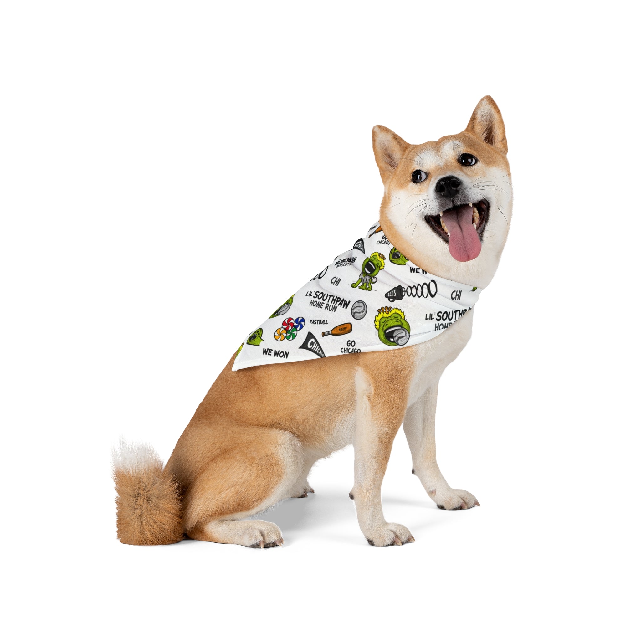 Chicago Baseball Pet Bandana Lil' Southpaw Pattern | Hand-Drawn Art | Gifts for Pets
