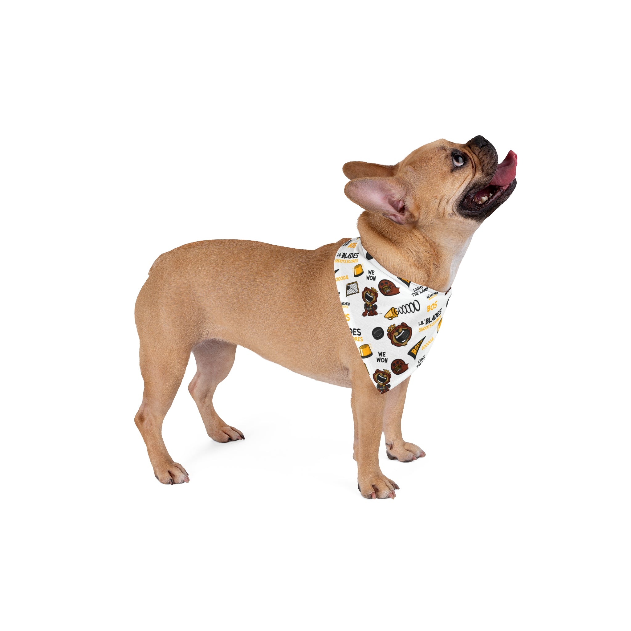 Boston Hockey Pet Bandana Lil' Blades Pattern | Hand-Drawn Art | Gifts for Pets