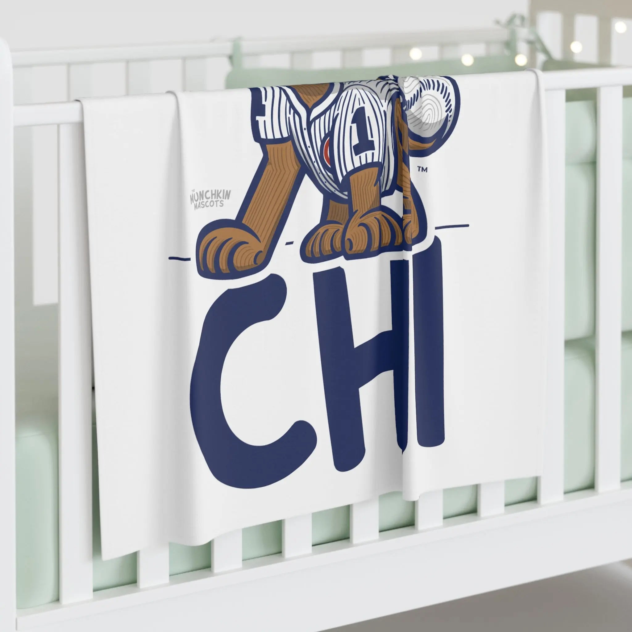 Baby Swaddle Blanket - CHI - Lil' Clark CHI Baseball Printify