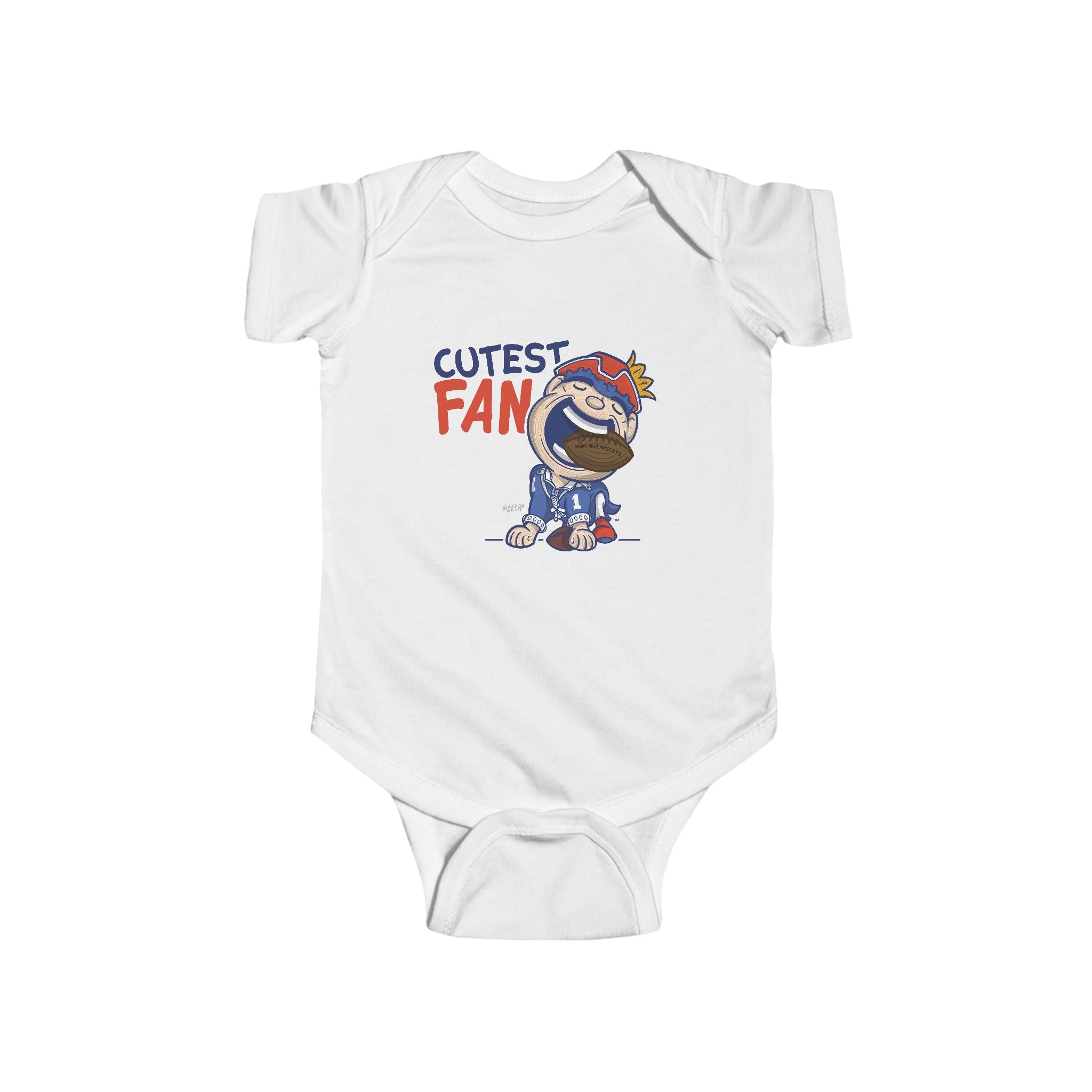 New England Football Newborn & Infant Lil' Pat 'Cutest Fan' Jersey Bodysuit | Hand-Drawn Art | Gifts for Newborns