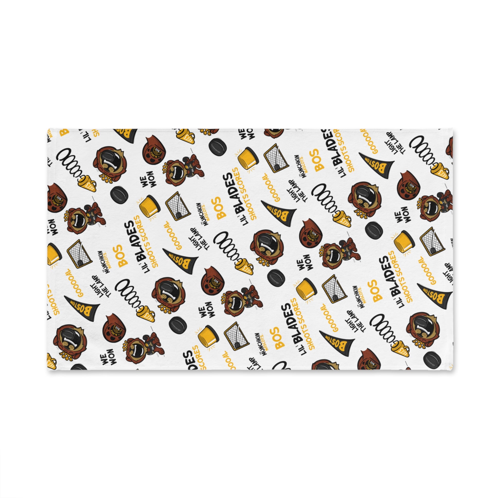 Boston Hockey Hand Towel Lil' Blades Pattern | Hand-Drawn Art | Gifts for Kids