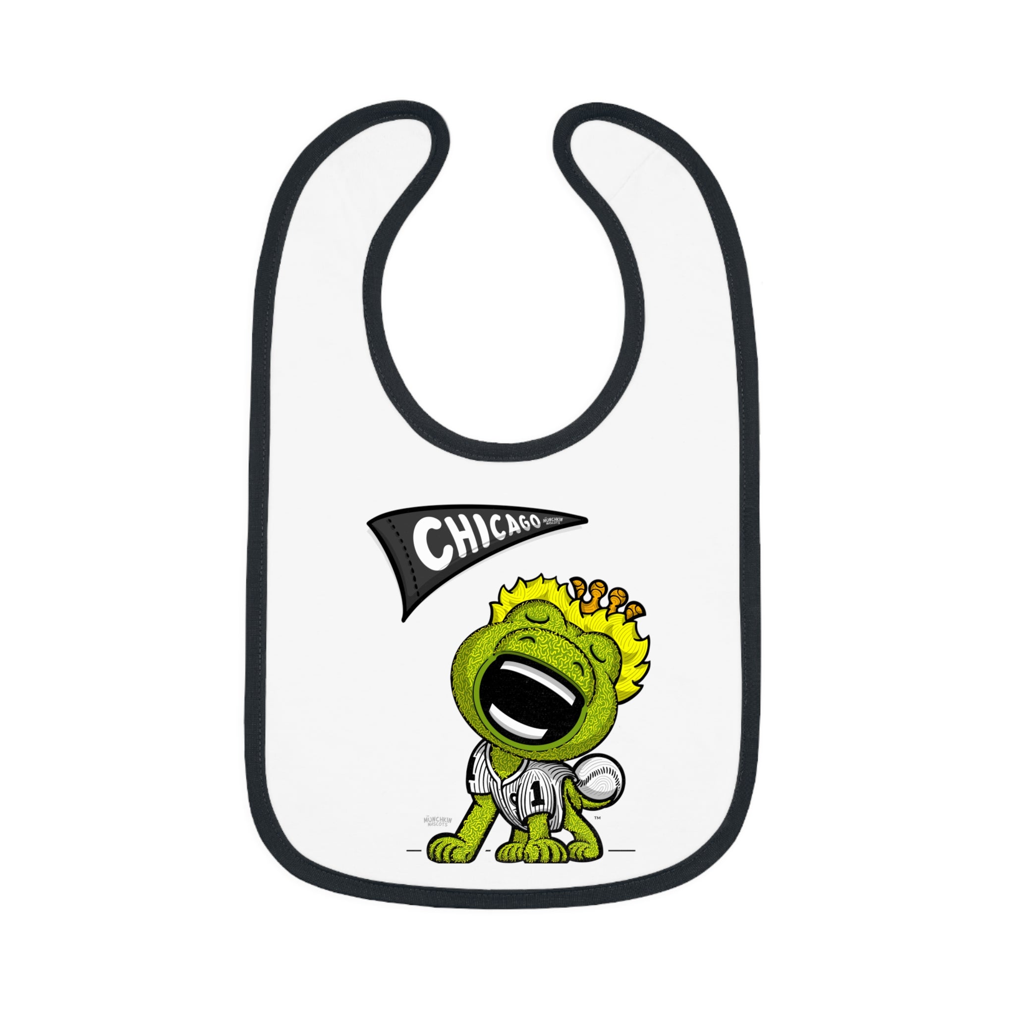 Chicago Baseball Baby Bib & Infant Lil' Southpaw Themed | Hand-Drawn Art | Gifts for Newborns