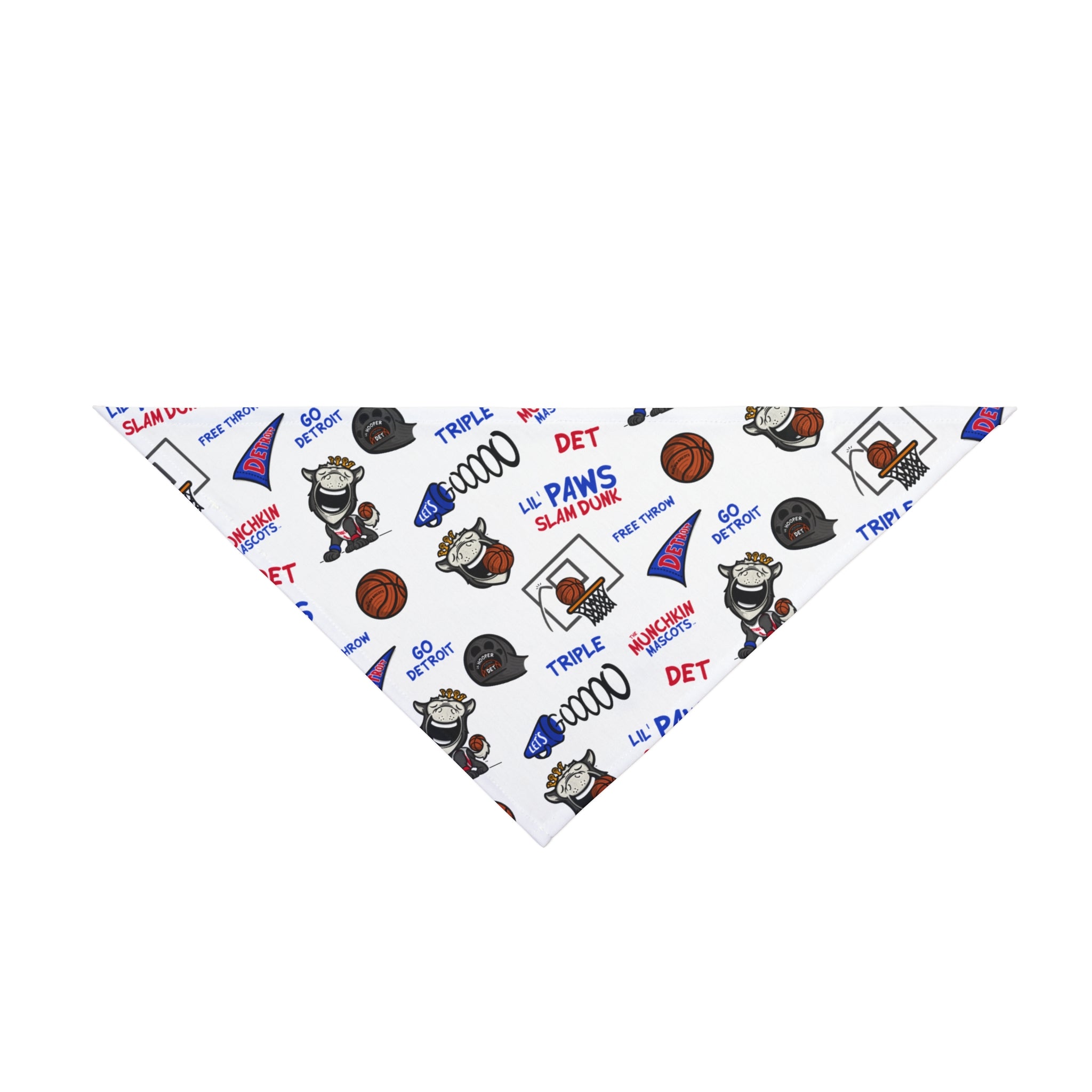 Detroit Basketball Pet Bandana Lil' Hooper Pattern | Hand-Drawn Art | Gifts for Pets